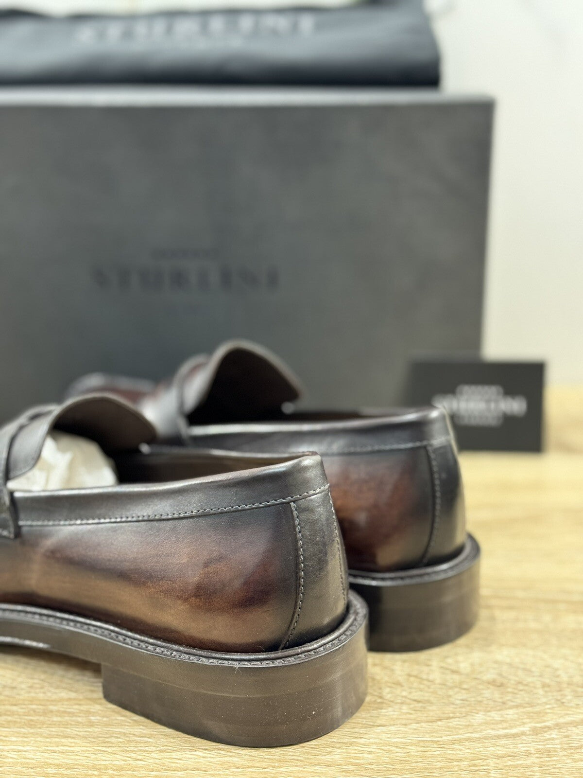 Sturlini Firenze Mocassino Uomo Pelle Marrone Luxury Craftmanship Men Loafer 41