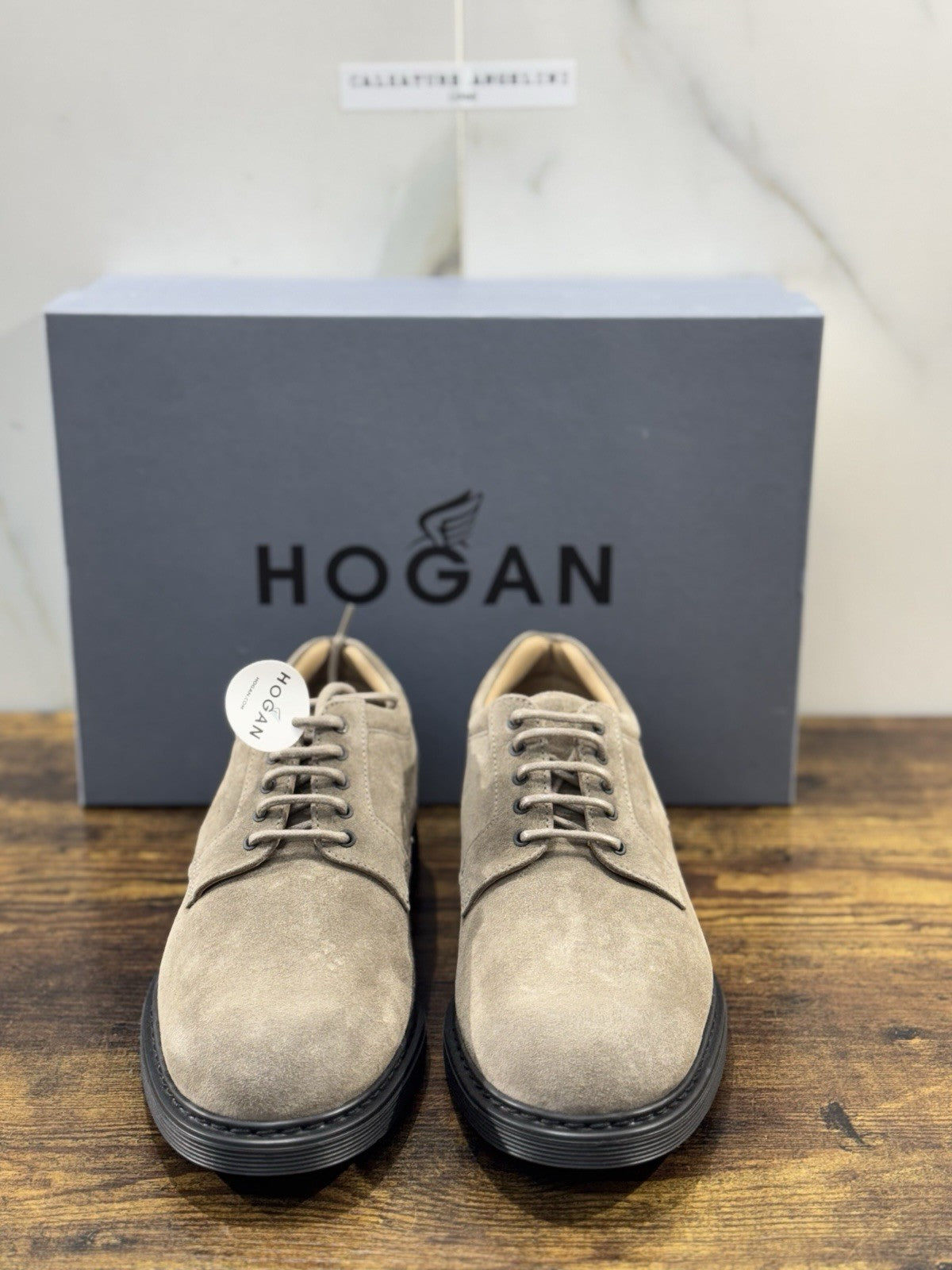 HOGAN scarpe Derby in Pelle Suede Palude Memory Foam Uomo 41
