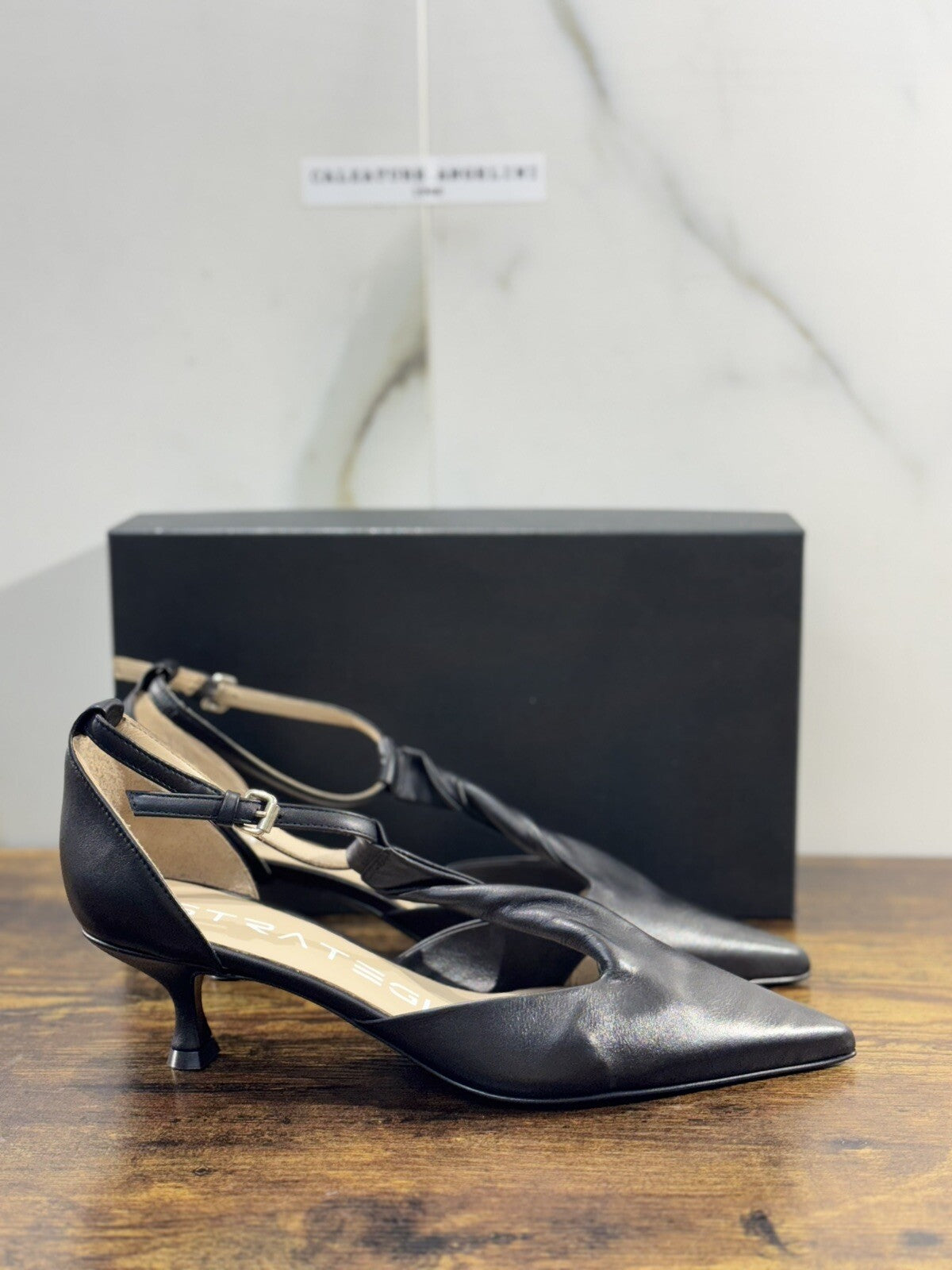 Strategia Scarpa Donna Pelle Nero Luxury Woman Shoes Strategia 40