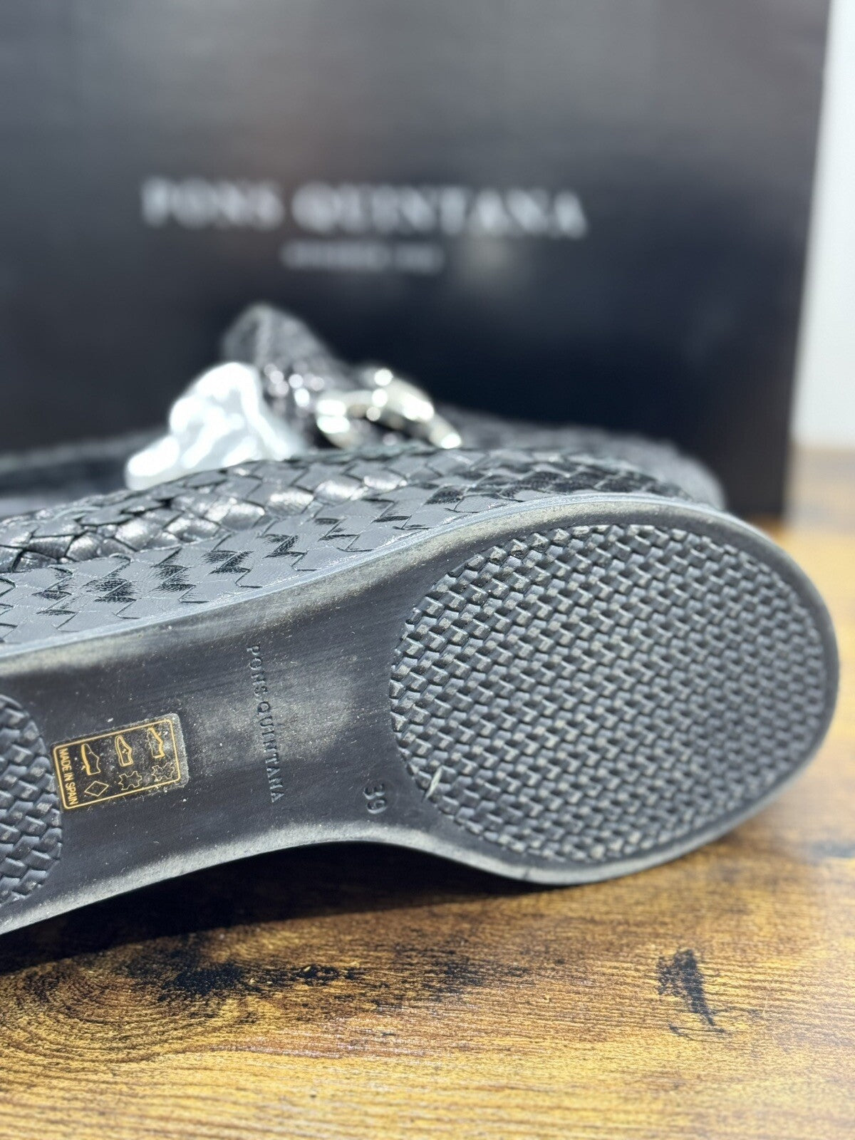 Pons Quintana Sandalo Donna Forlì’ Pelle Nero Handmade Zeppa 39