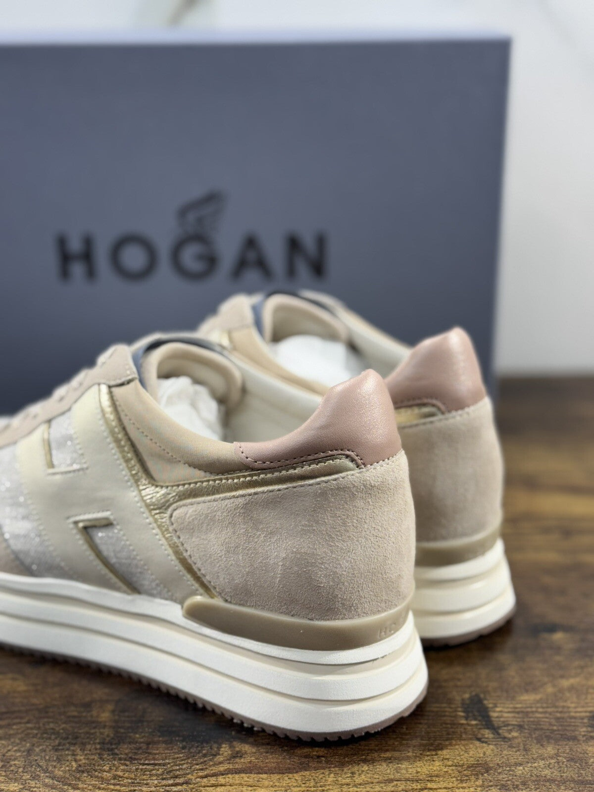 Hogan H483 Donna Sneaker Suede Beige Luxury Hogan Woman 39