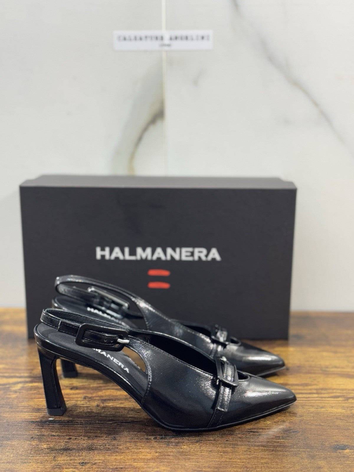 HALMANERA Sling Back Pelle Nero Luxury Made In Italy Donna 35