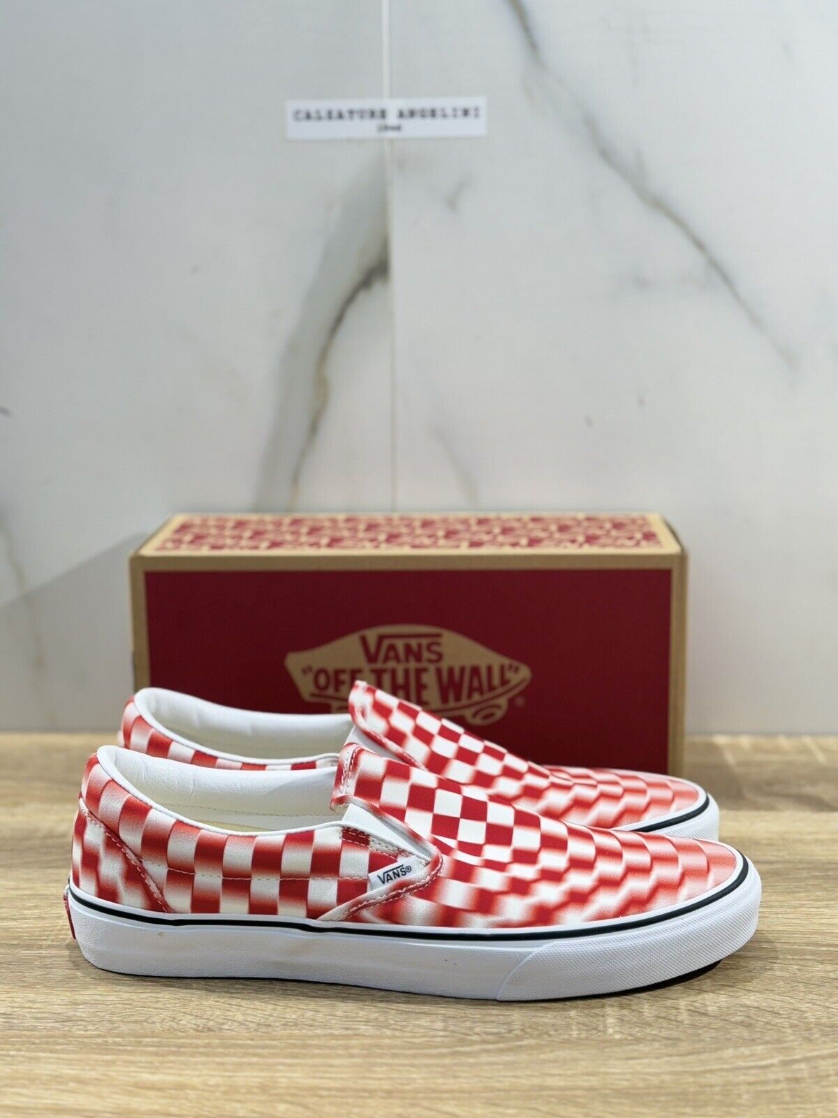 Vans Classic Slip On Checkerboard Bianco Red Casual Icon Vans 44.5