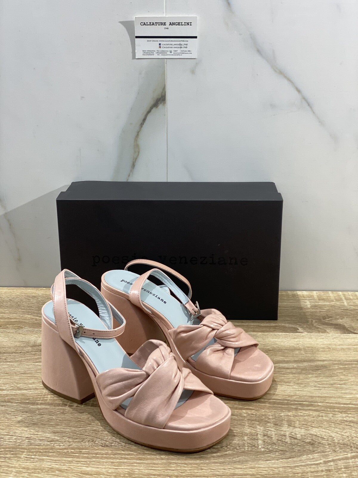 Poesie Veneziane Sandalo donna Pelle Salmone Tacco made in italy 41