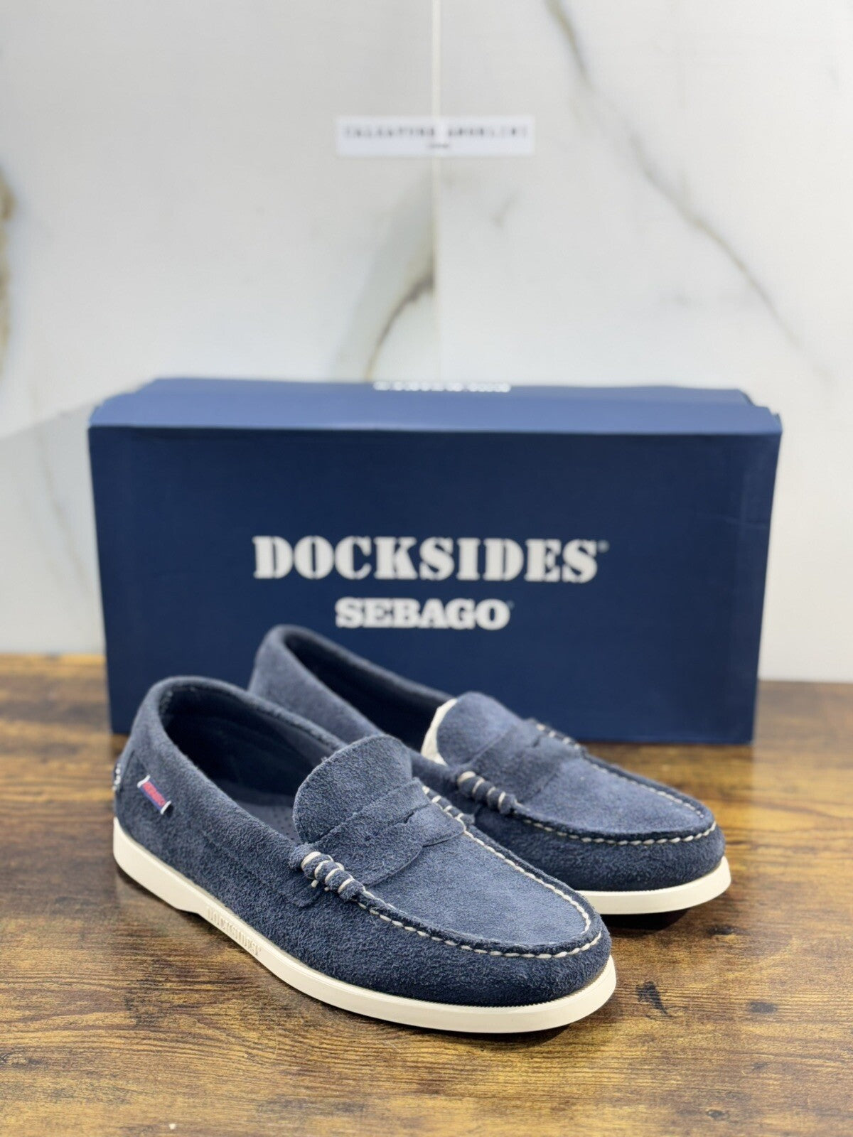 Sebago Docksides Dan Flesh Out Blu Suede Scarpa Da Barca Uomo Sebago 41