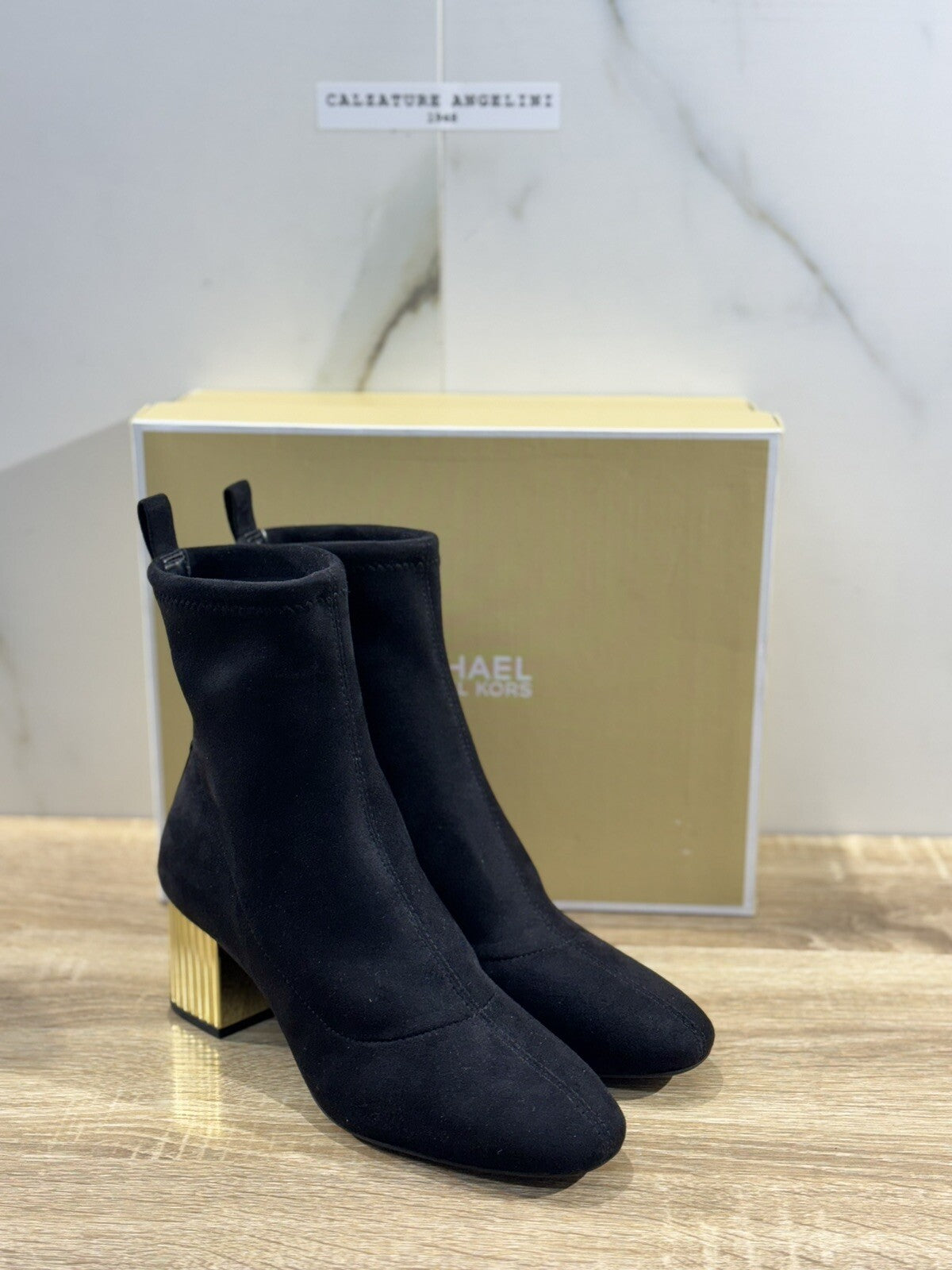 Michael Kors Porter Mid Bootie Nera Chelsea Boot Pelle Suede Nero 36
