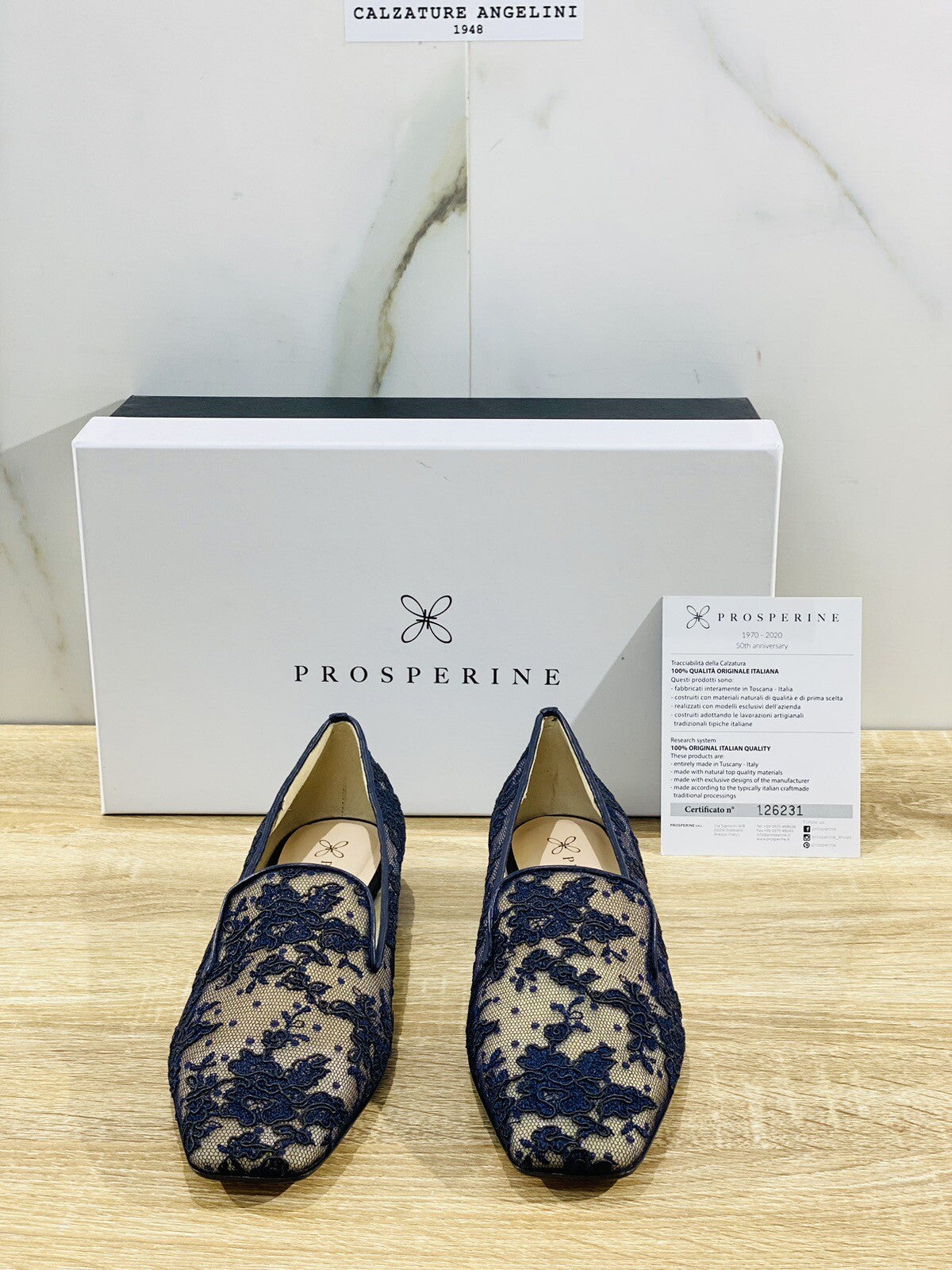 Prosperine Donna Ballerina Lavorazione Sacchetto Pizzo Rete Blu 37