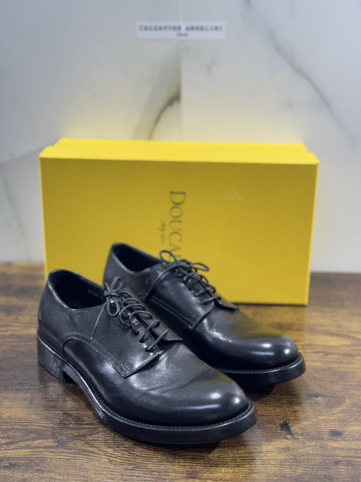 Doucal’s Scarpa Uomo Derby Pelle Nero Luxury Men Doucal’s Shoes 40