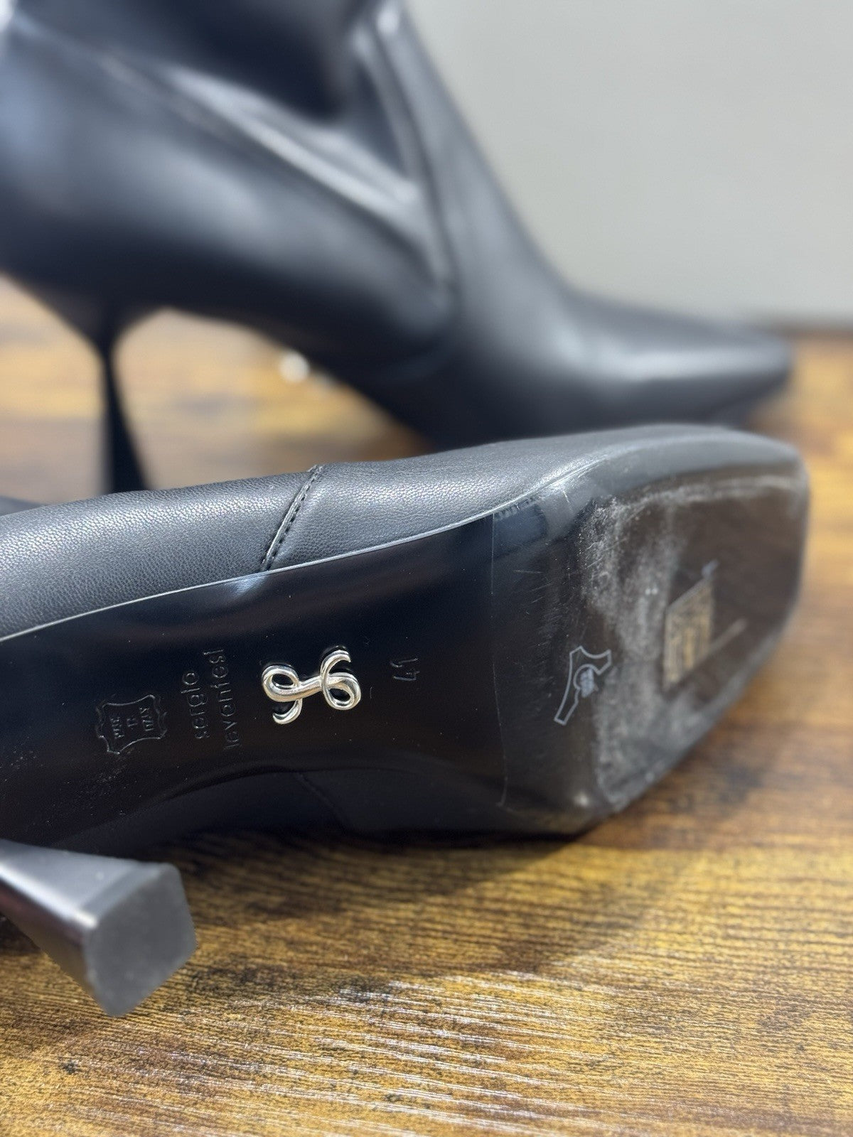 Sergio Levantesi Stivaletto Pelle NeroCon Tacco Luxury Made In Italy Donna 41