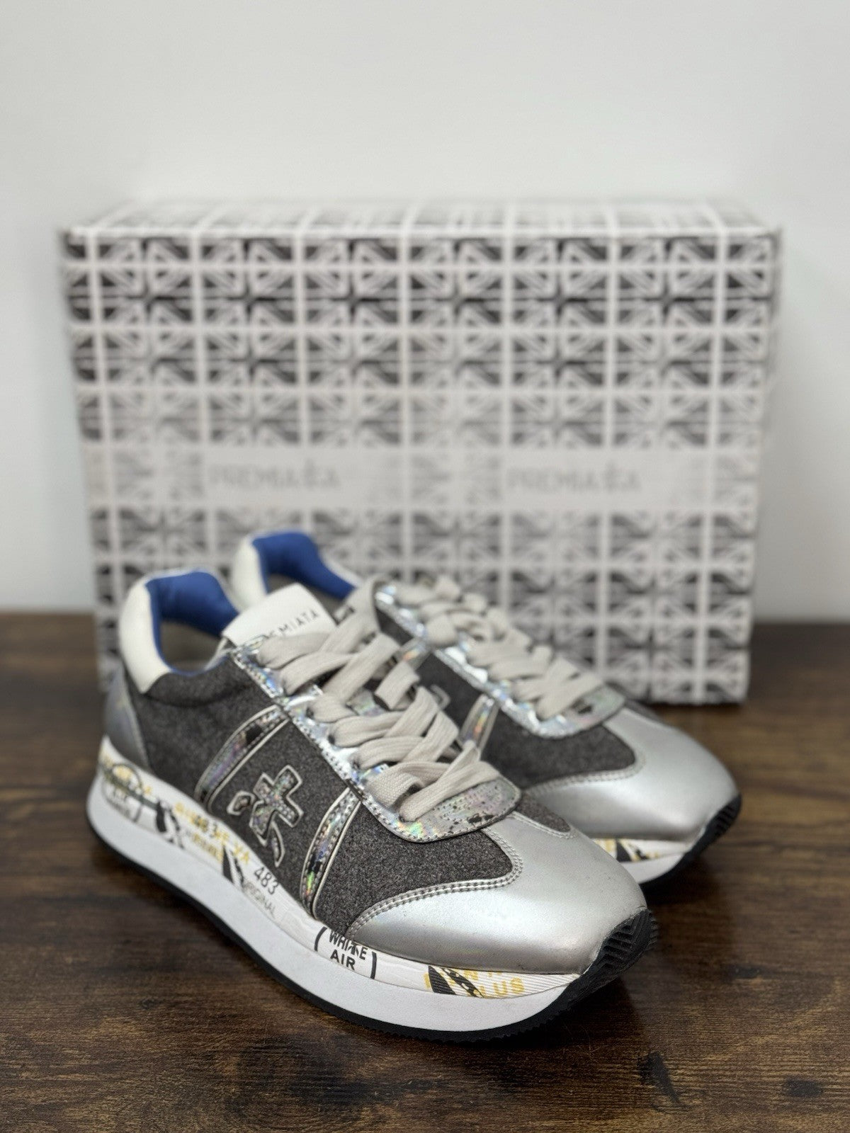 Premiata Sneaker Conny Grey Pelle Casual Premiata Scarpa Donna 37