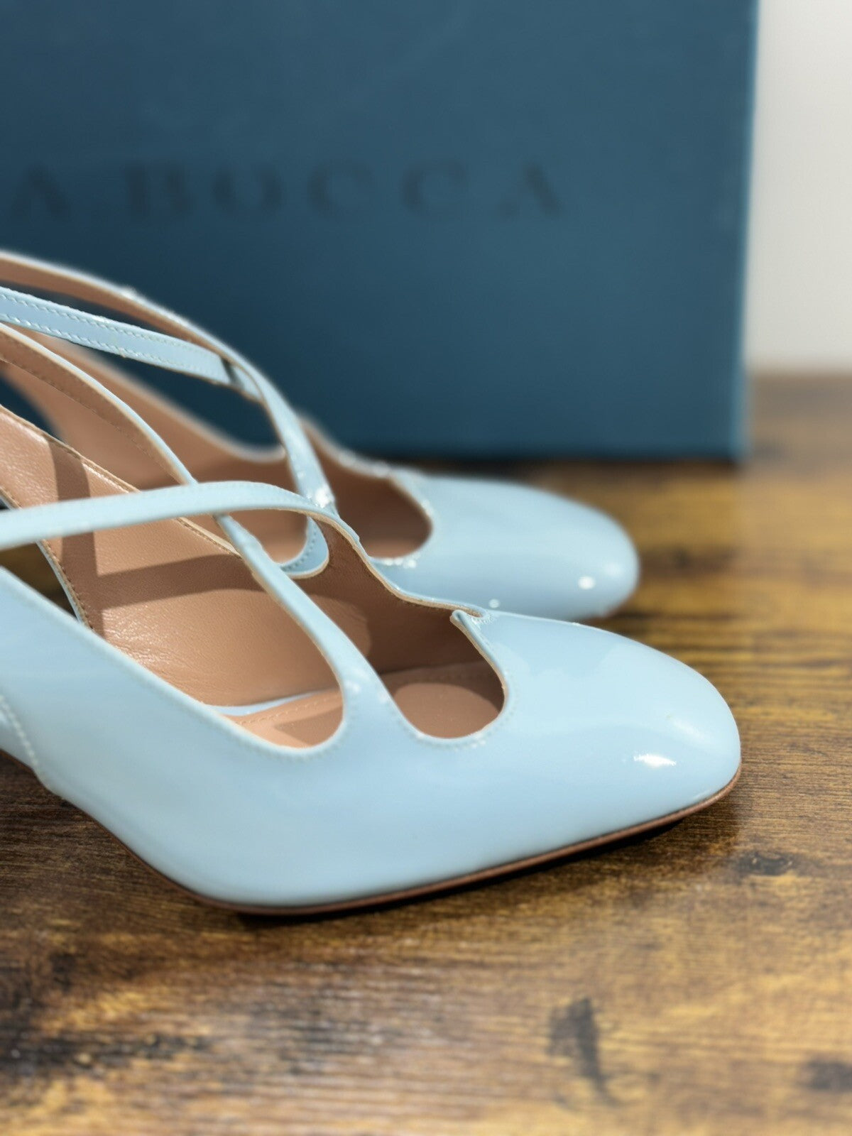 A.Bocca Two For Love Sling Back Donna Pelle Cielo Tacco Luxury Handmade 40