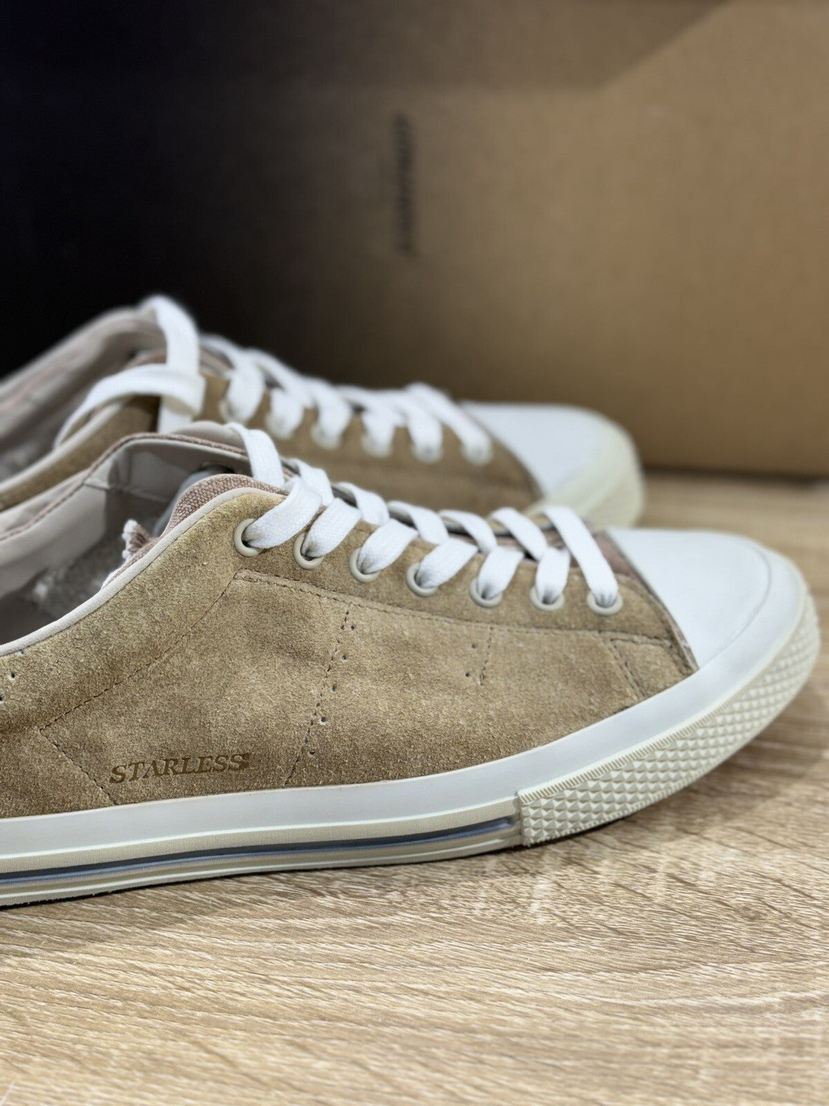 Hidnander Sneaker Uomo Starless Suede Beige Luxury Casual Sneaker Uomo 43
