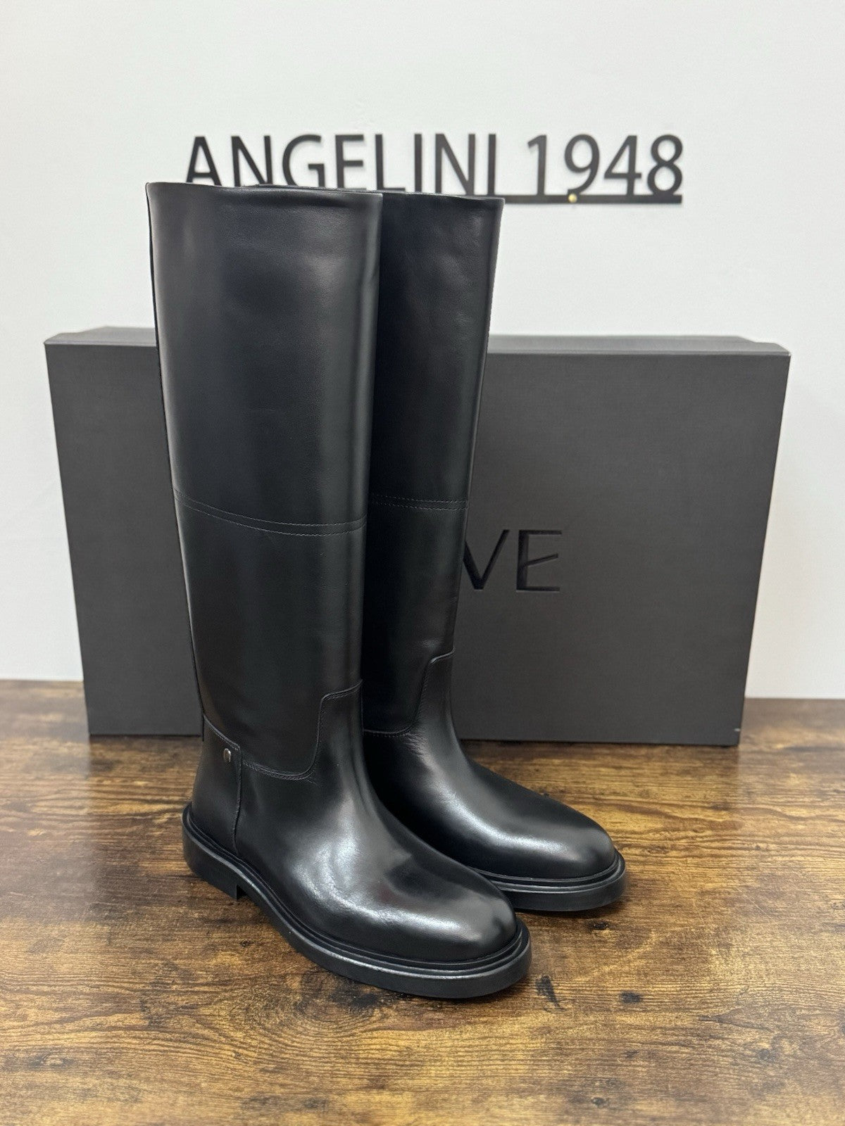 Poeve Stivale Cavallerizzo Pelle Nero Casual Boot Donna 36