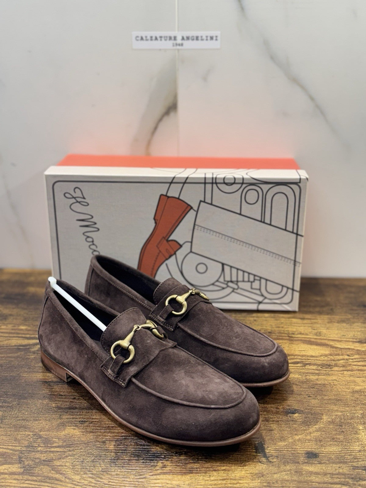 Il Mocassino Tasca Scarpa Suede Marrone 100% Fatta In Italia Mocassino Uomo 42