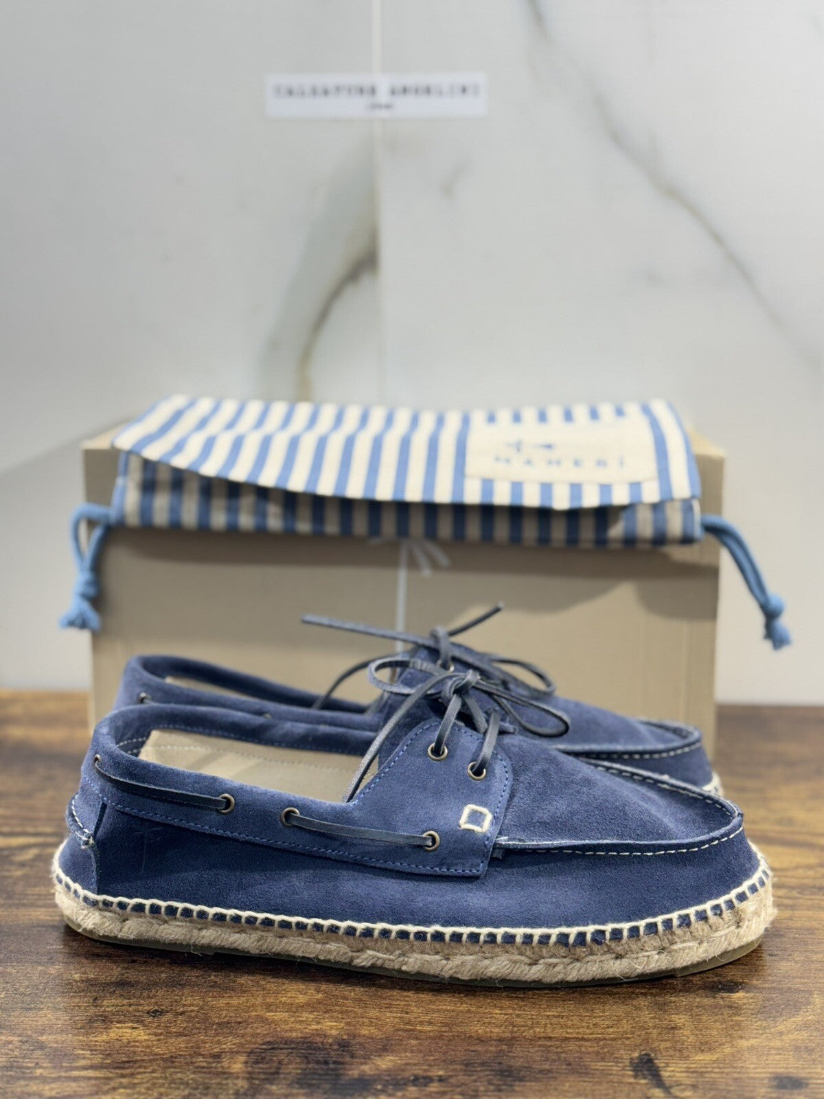 Manebi’ Scarpa Uomo Boat Shoes Suede Blu Casual Epsadrillas 43