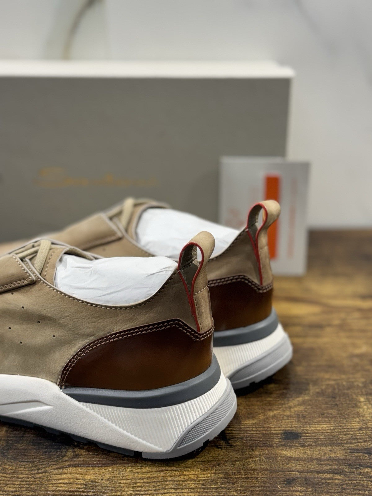Santoni Sneaker Pelle Nabuk Beige Luxury Men Santoni Shoes Icon Uomo 41