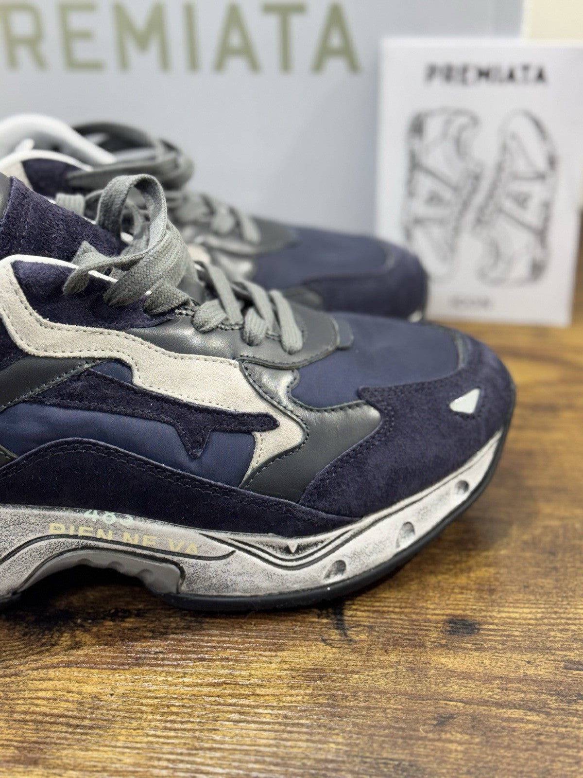 Premiata Sneaker Uomo Sharky Blu Casual Premiata Men Shoe 41