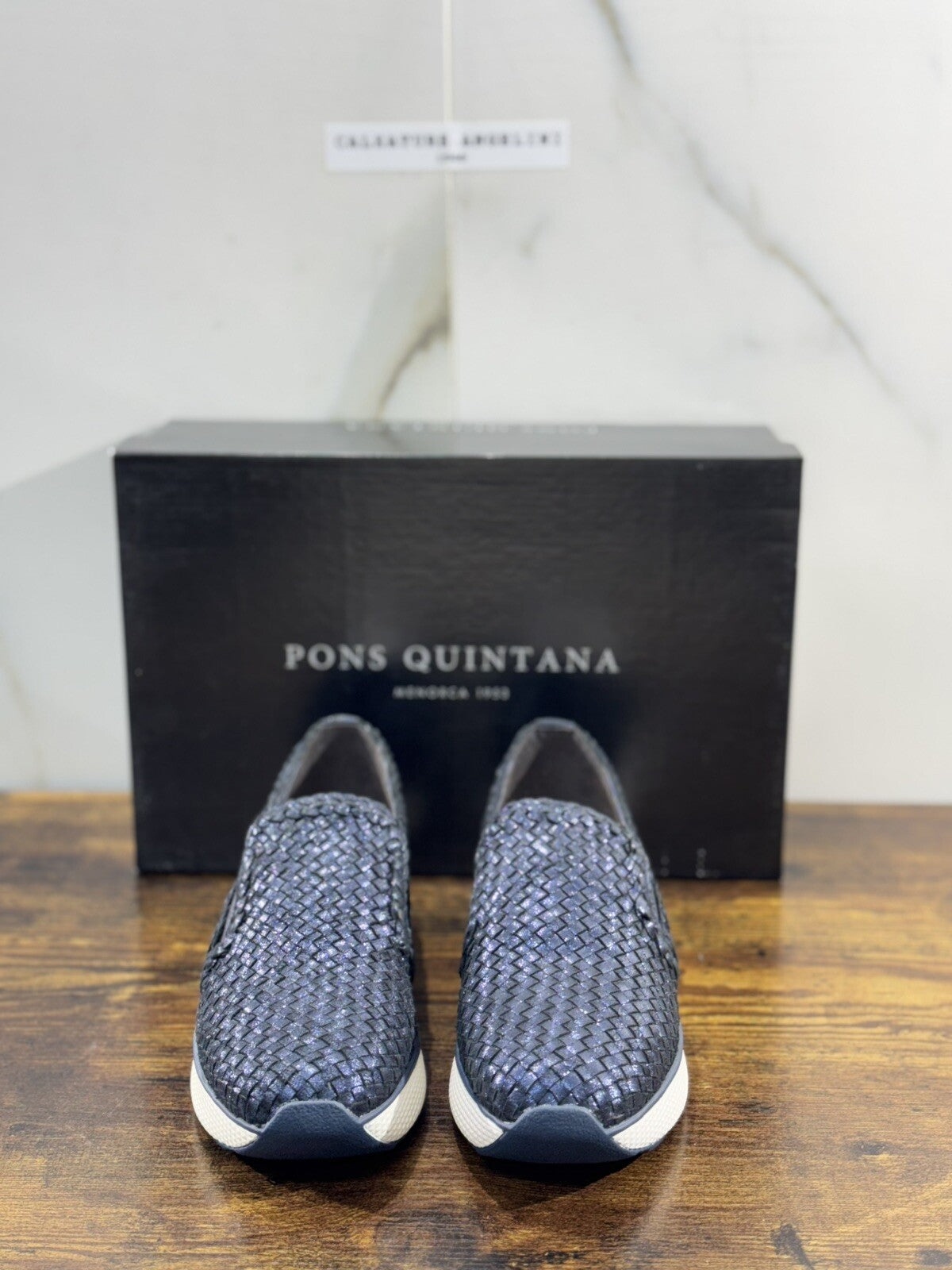 Pons Quintana Mocassino Donna Pelle Blu Handmade 35
