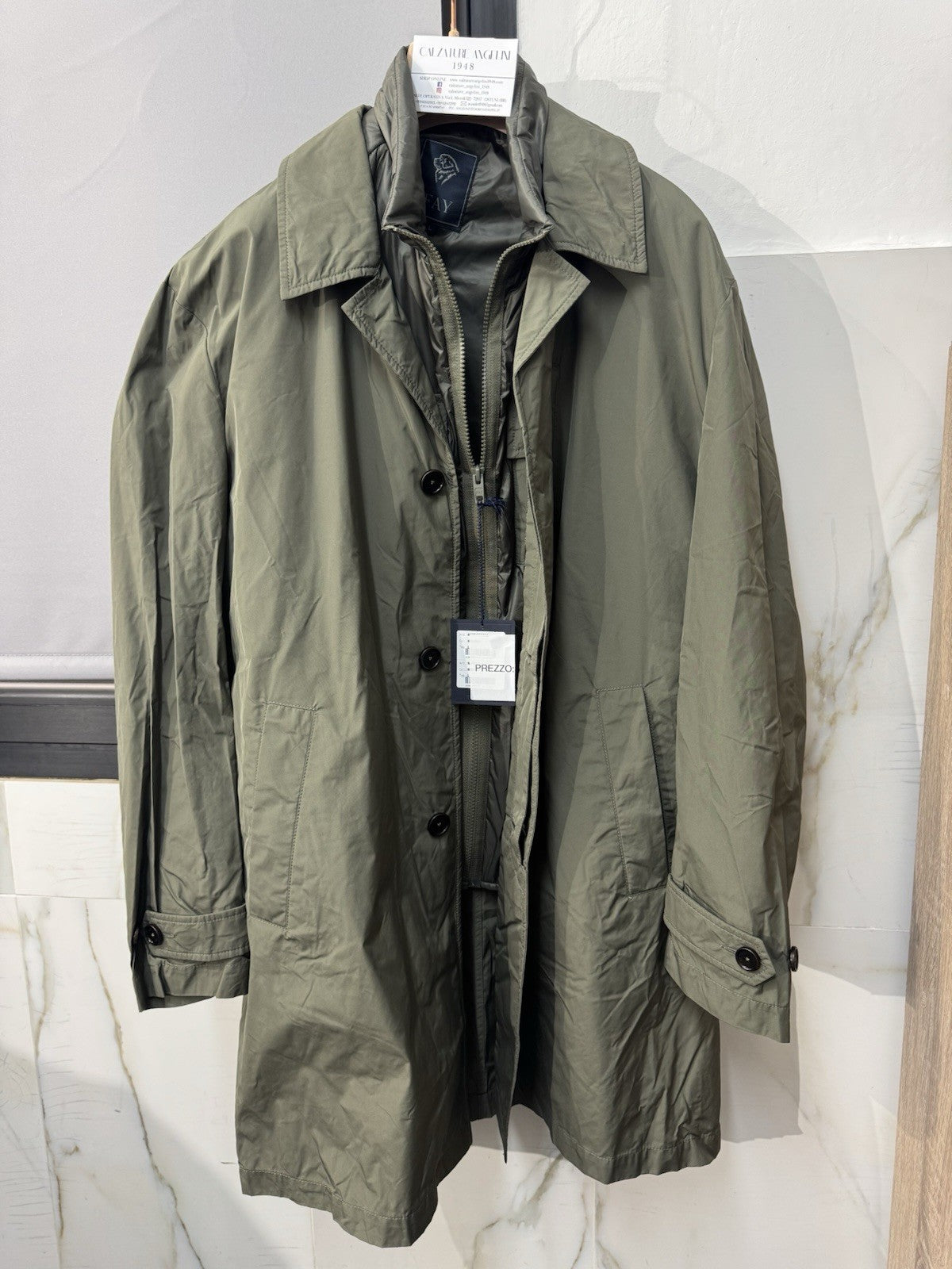 Fay Impermeabile Uomo 2 Pezzi Verde Militare Luxury Fay Uomo M