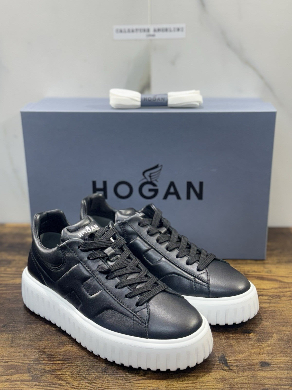 Hogan H-stripes H Spezzata Pelle Nero Memory Foam Hogan Uomo 39
