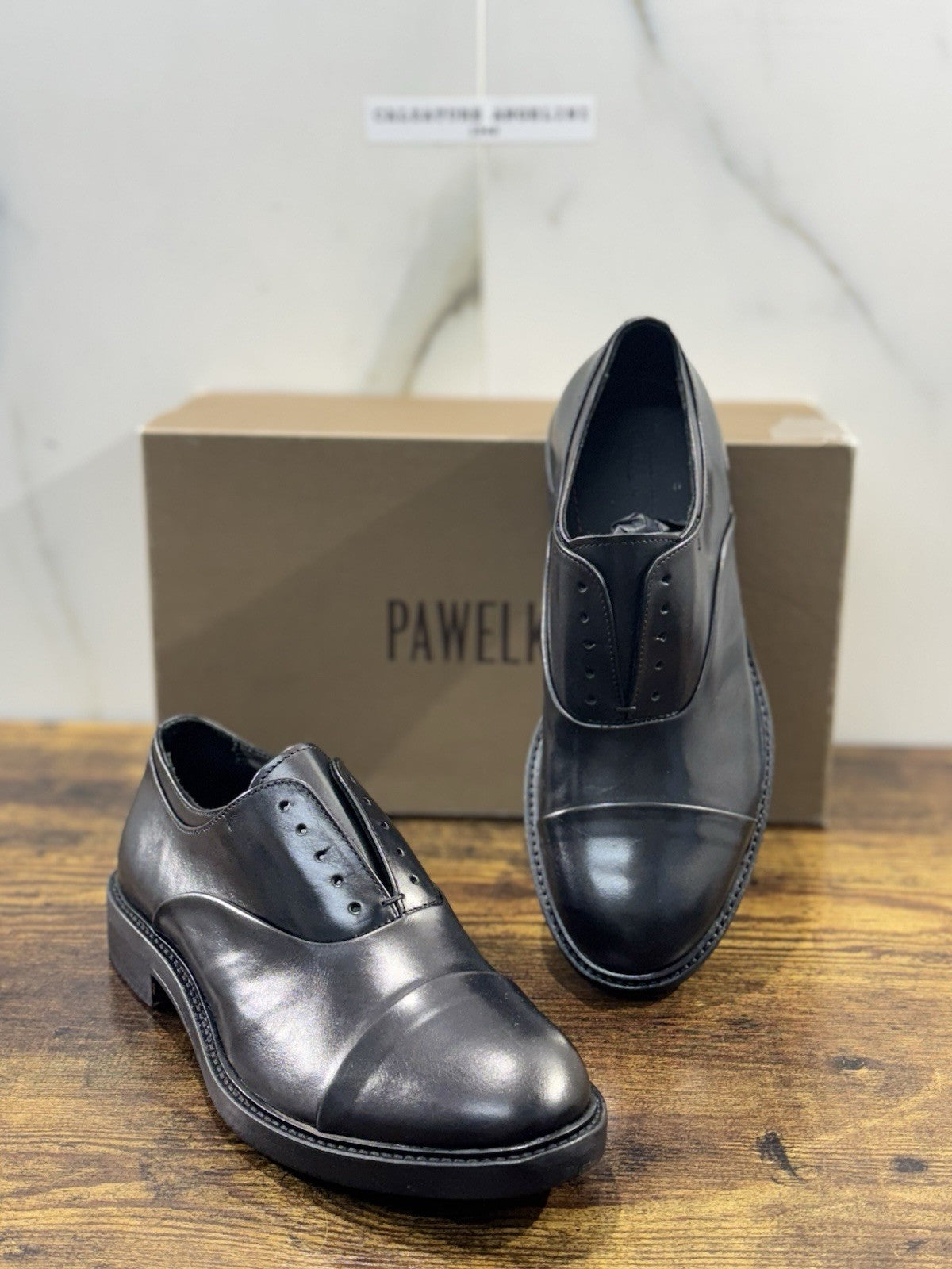 Pawelk’s Derby Oxford Uomo Pelle Nero Hand Made Made In Italy Derby 40