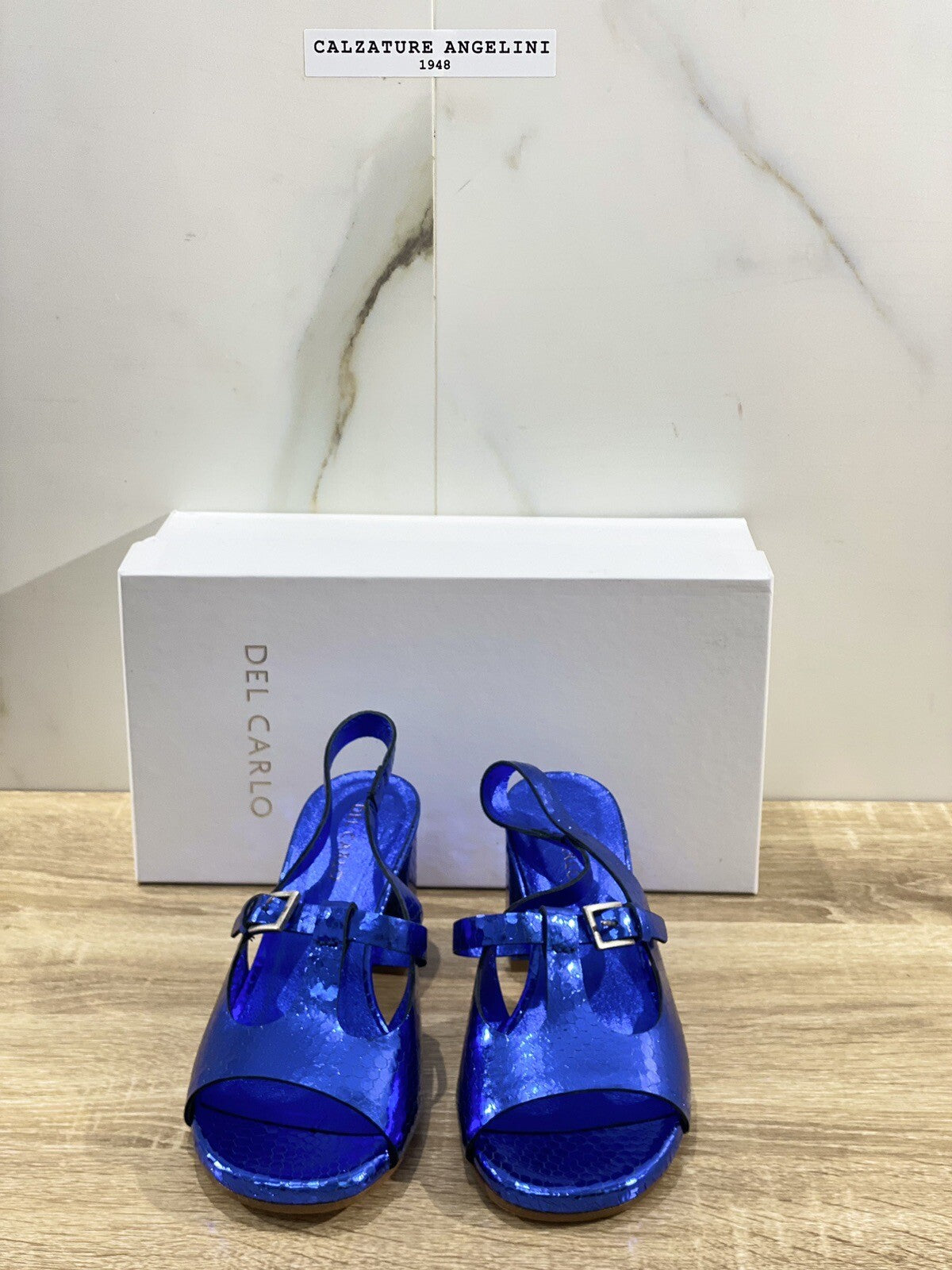 Del Carlo Sandalo Donna Doha In Pelle Blu Luxury Woman Sandal 37