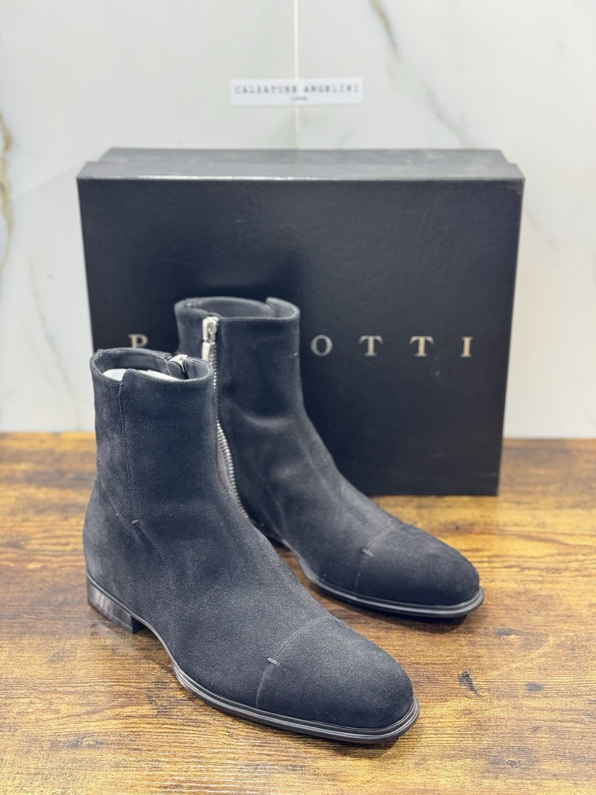 Cesare Paciotti Chelsea Boot Suede Nero Luxury Uomo 42