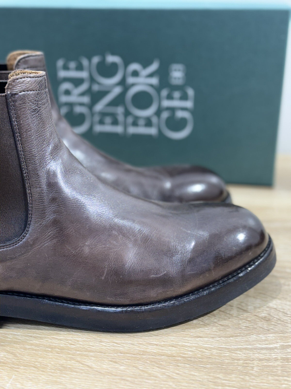 Green George Scarpa Uomo Chelsea Boot Pelle Marrone Fondo Vibram 42