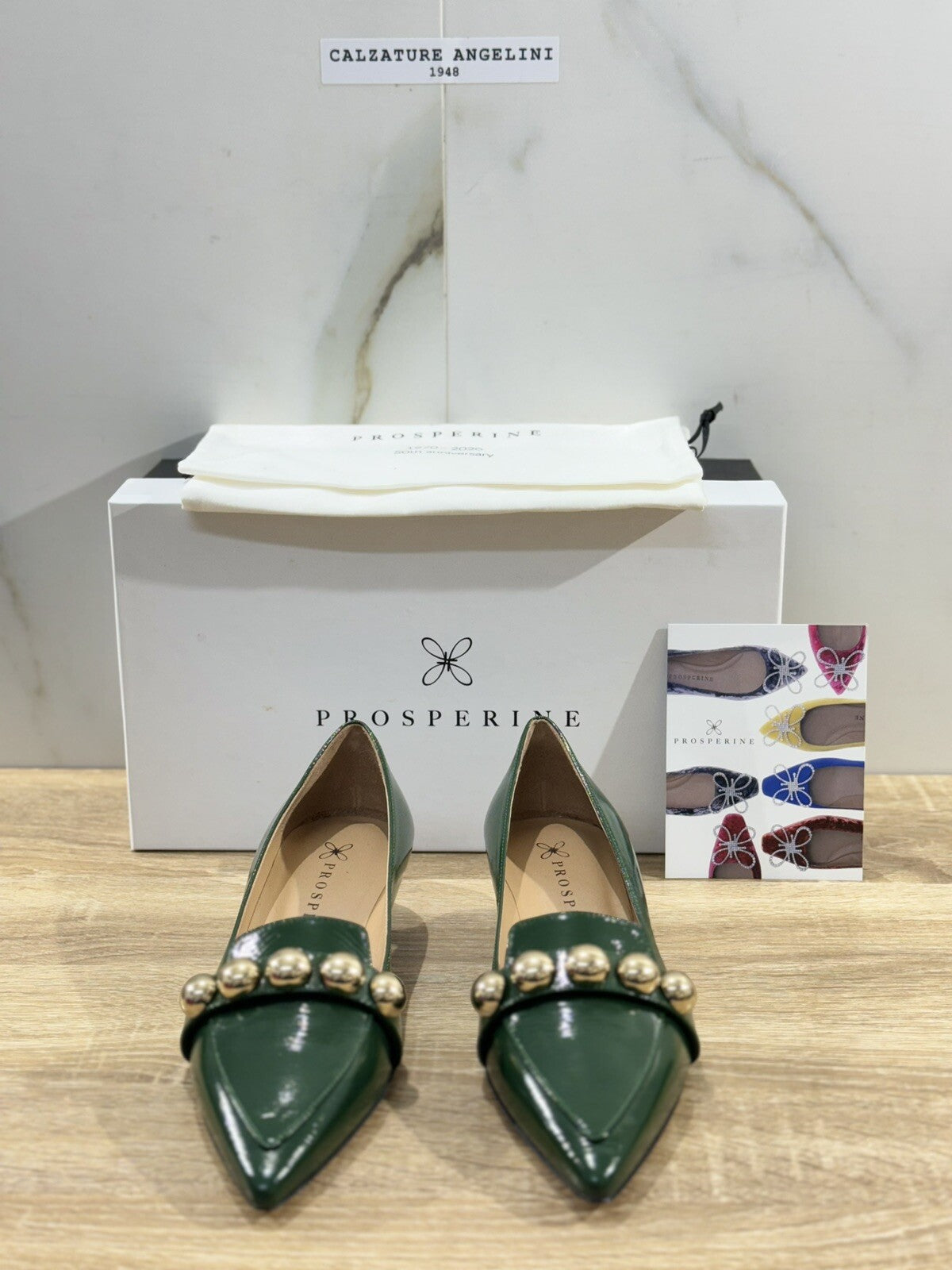Prosperine Ballerina Tacco donna in Naplak Verde luxury made in italy 37