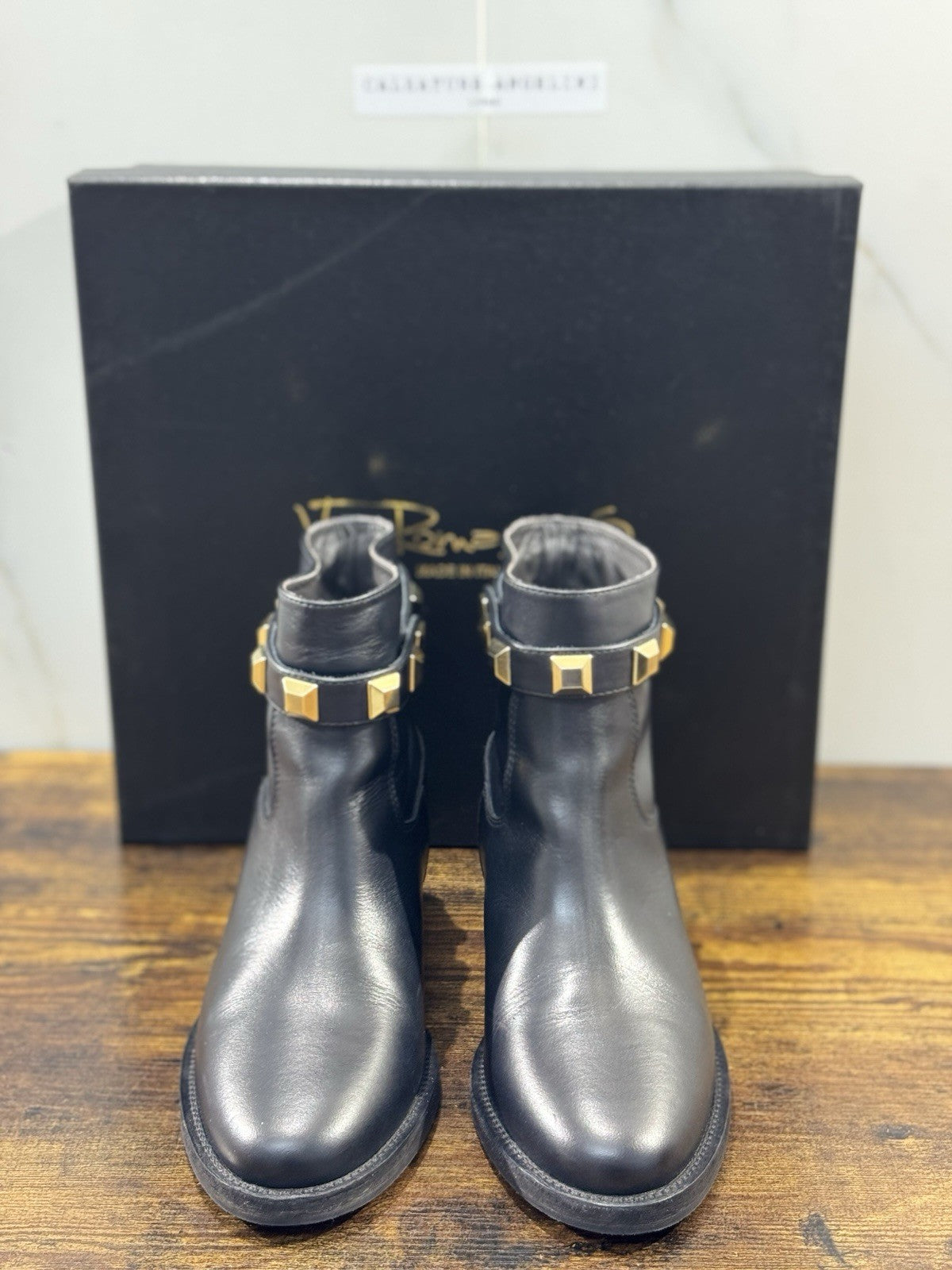 Via Roma 15 Stivaletto Pelle Nero Borchie Via Roma Donna 38.5