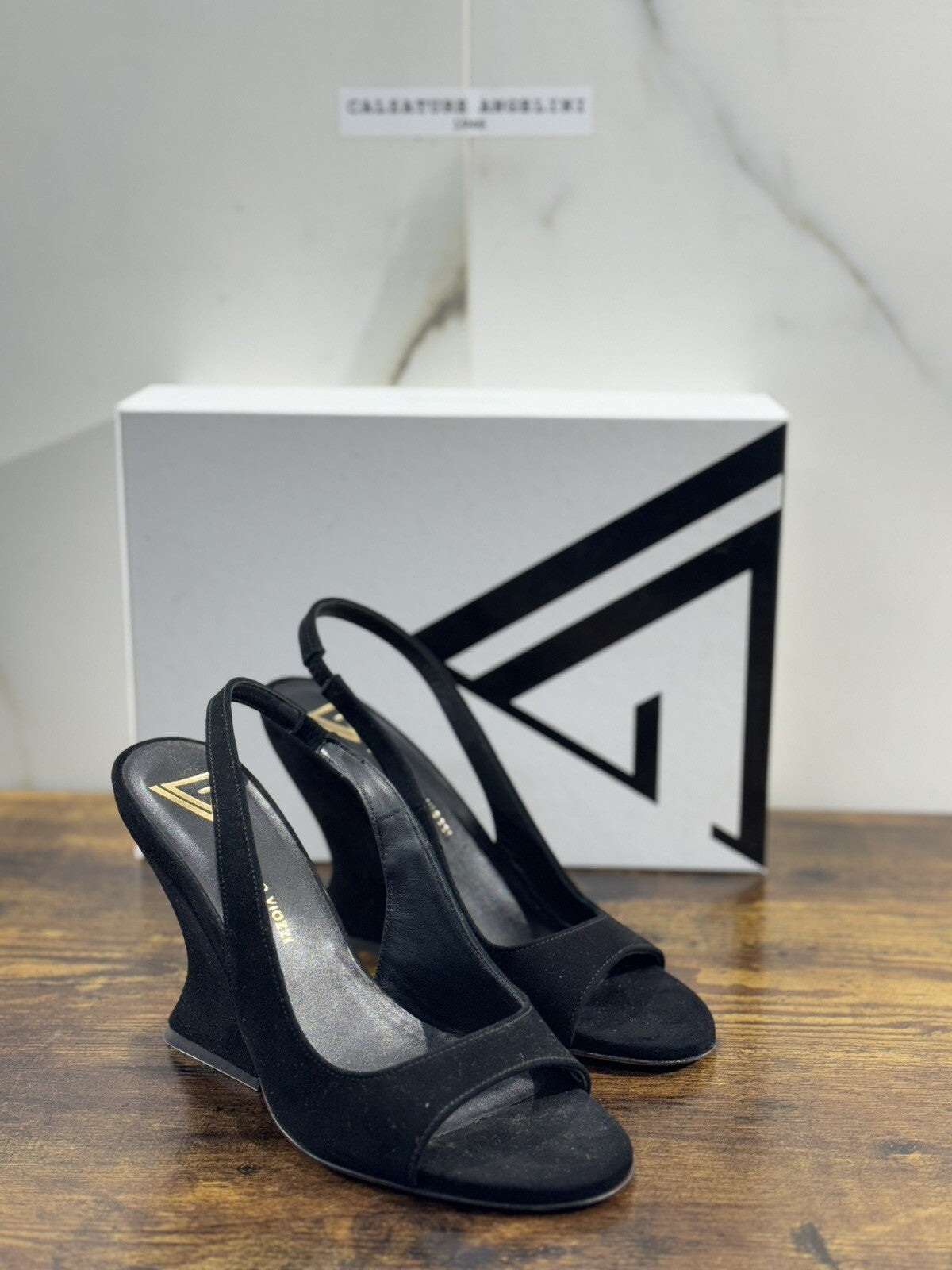 Giampaolo Viozzi Sandalo Donna Suede Nero Zeppa Luxury Woman Sandal 37