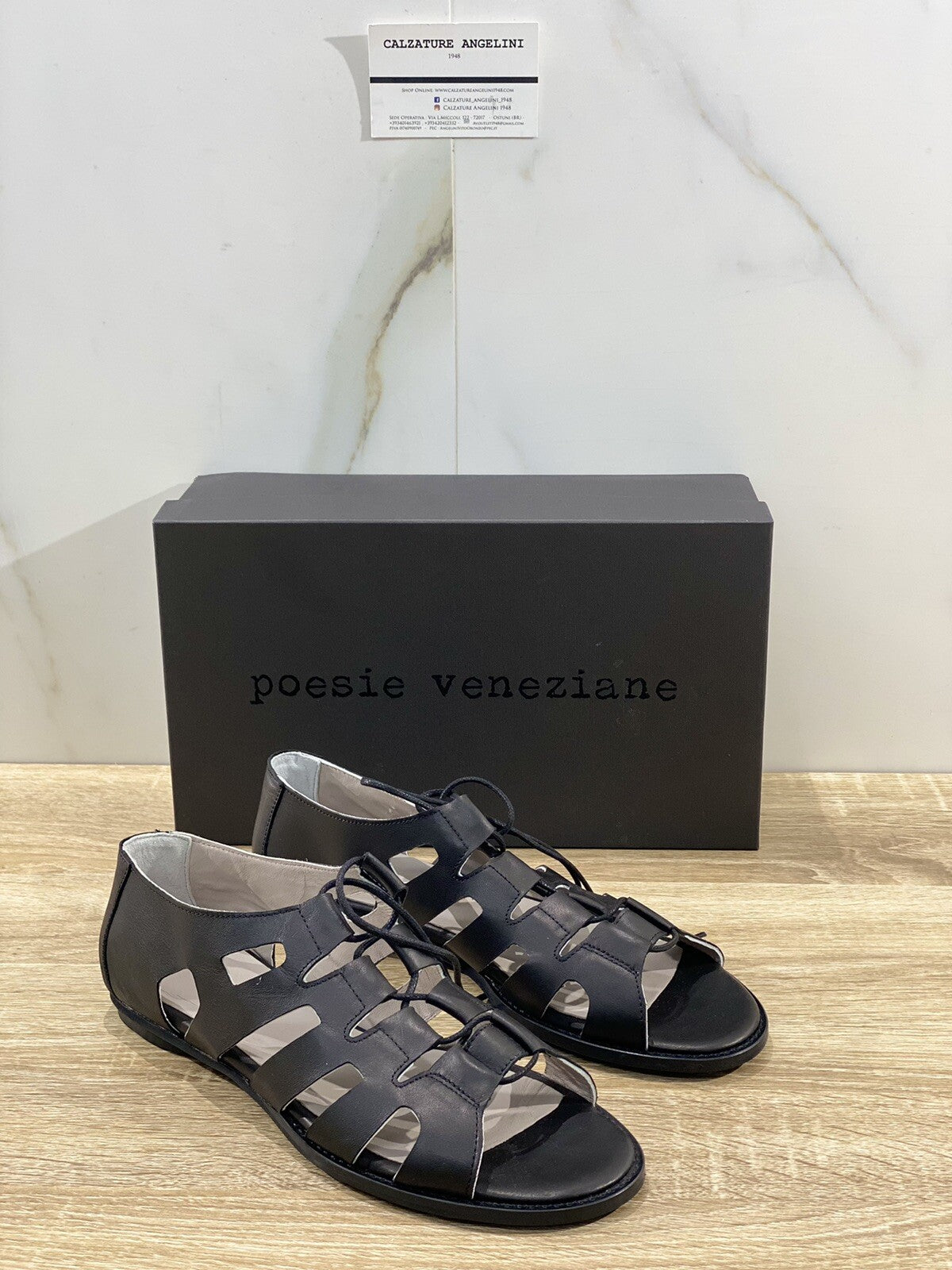 Poesie Veneziane Sandalo donna Pelle Nera Tarr1521 made in italy 39