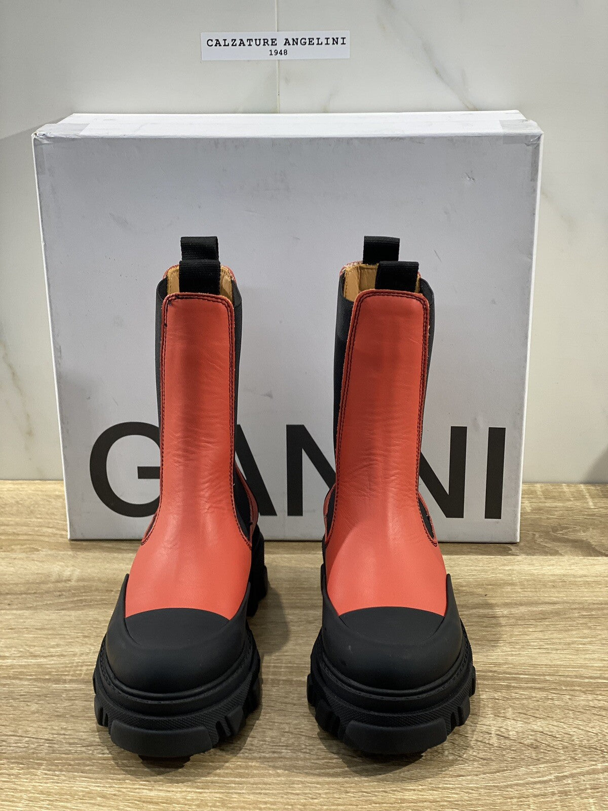 Gannì Combat Boot Donna Red Pelle Chelsea Mid Boot Woman 39