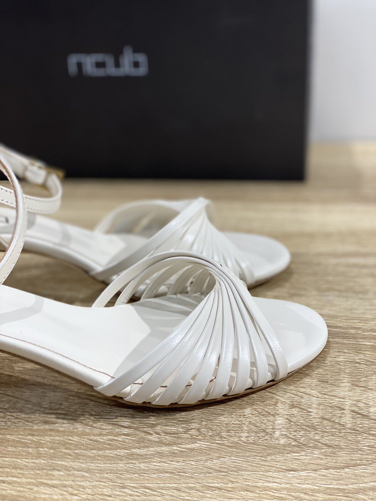 NCUB Sandalo Donna Modello Stefy Pelle Bianco Off Luxury Woman Sandal 37