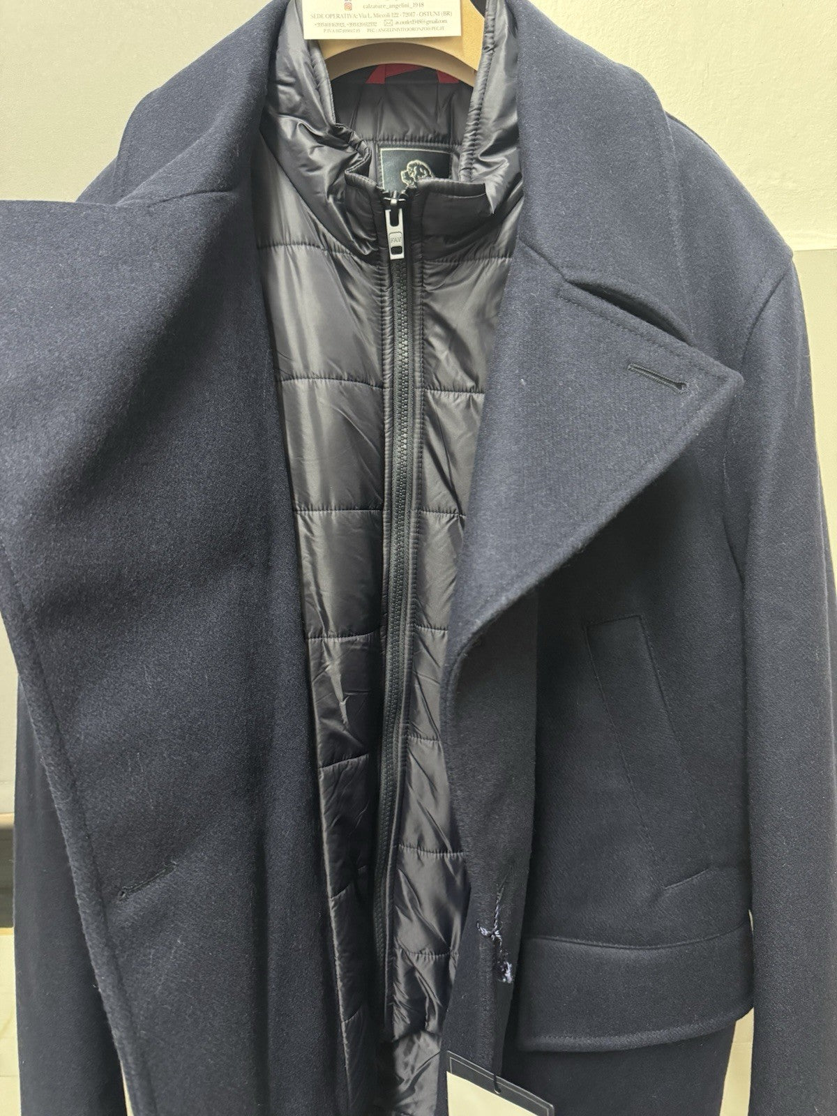 Fay Caban Doppio Petto Misto Cashmere Luxury Fay Coat Blu Uomo XL