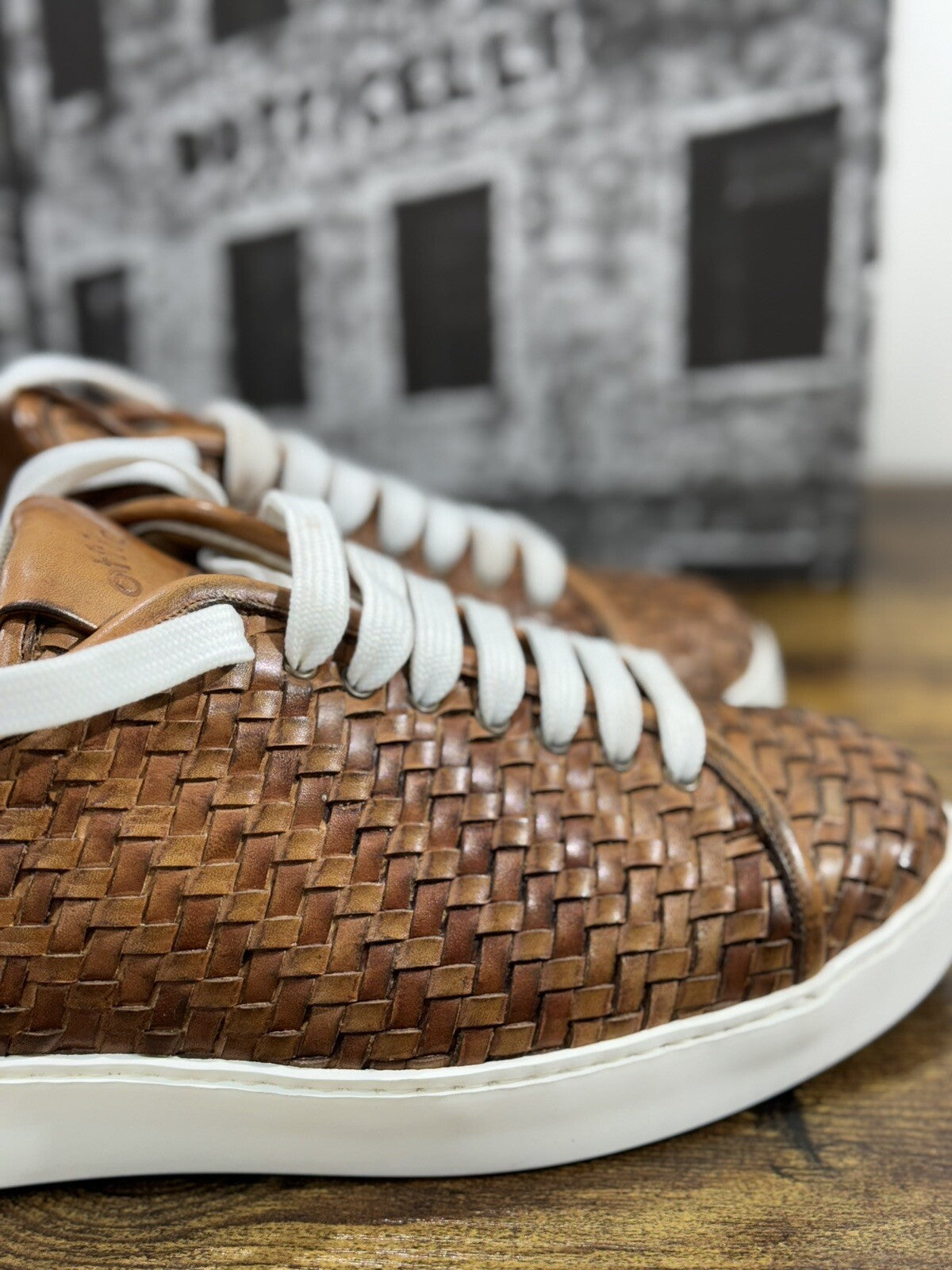 Roberto Botticelli Sneaker Uomo Pelle Intrecciata A Mano Gomma Made In Italy 40