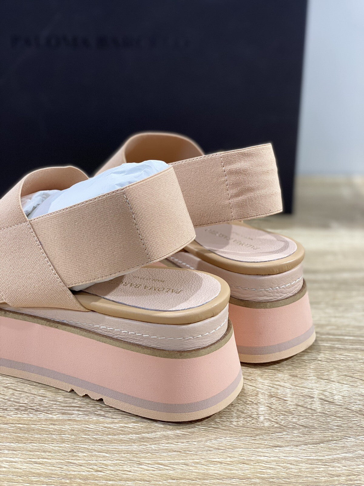 Paloma Barcelo’ sandalo donna Trinidad Elastic Pink pelle zeppa 36