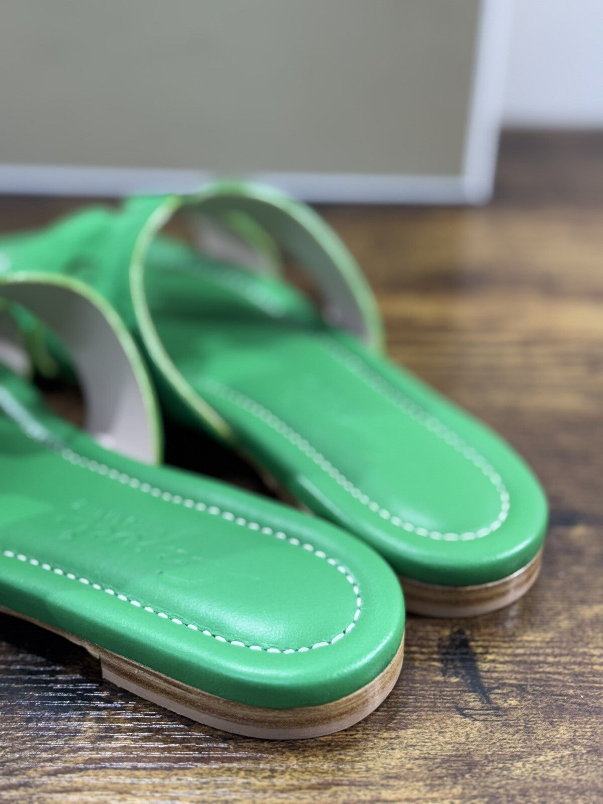 Capri Sandalo Donna In Suede Verde Soft Fatto A Mano In Italia Fondo Cuoio 40