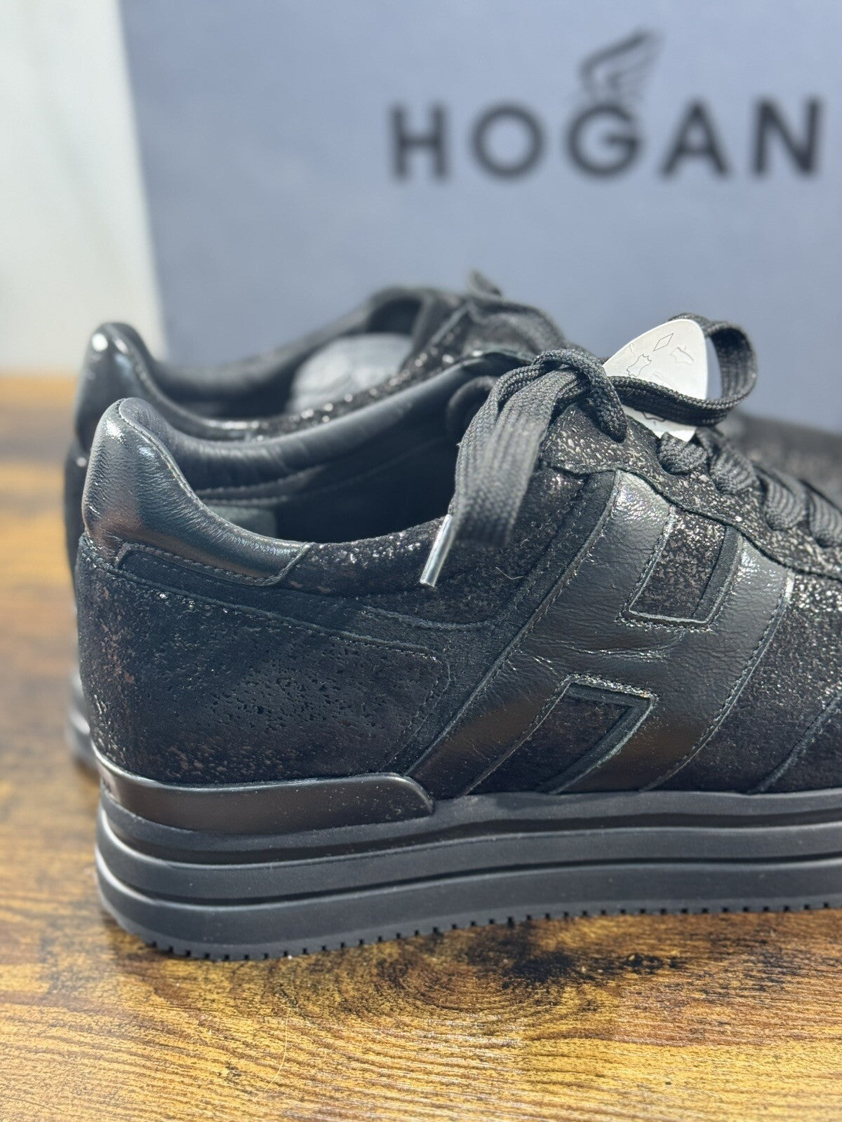 Hogan MIDI Platform sneaker Donna extra light Nero pelle 40