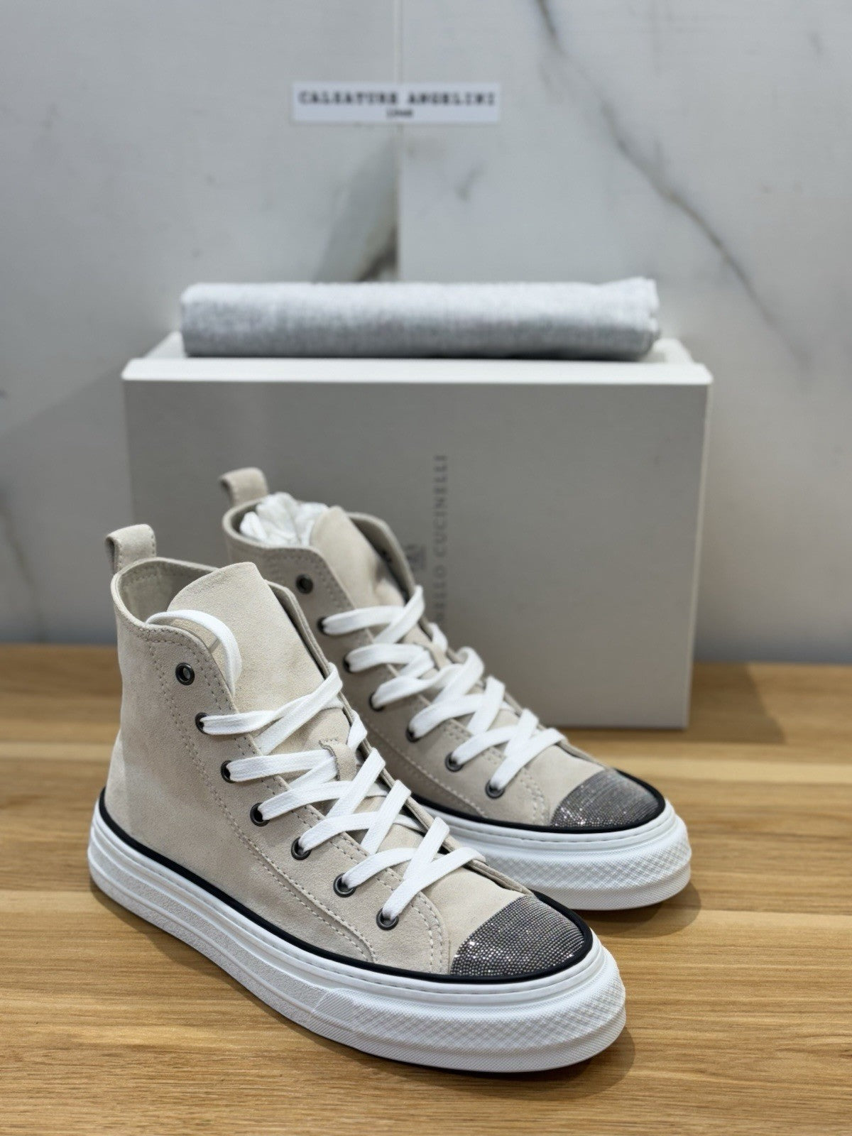 Brunello Cucinelli Sneaker Suede Grey Beige Luxury Cucinelli Scarpa Donna 36