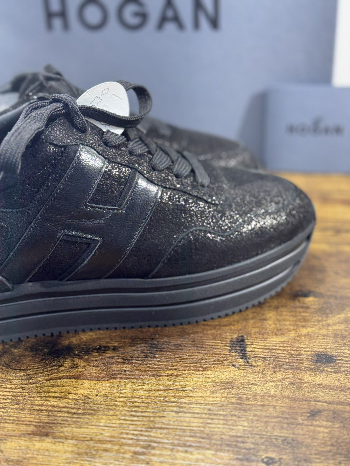 Hogan MIDI Platform sneaker Donna extra light Nero pelle 40