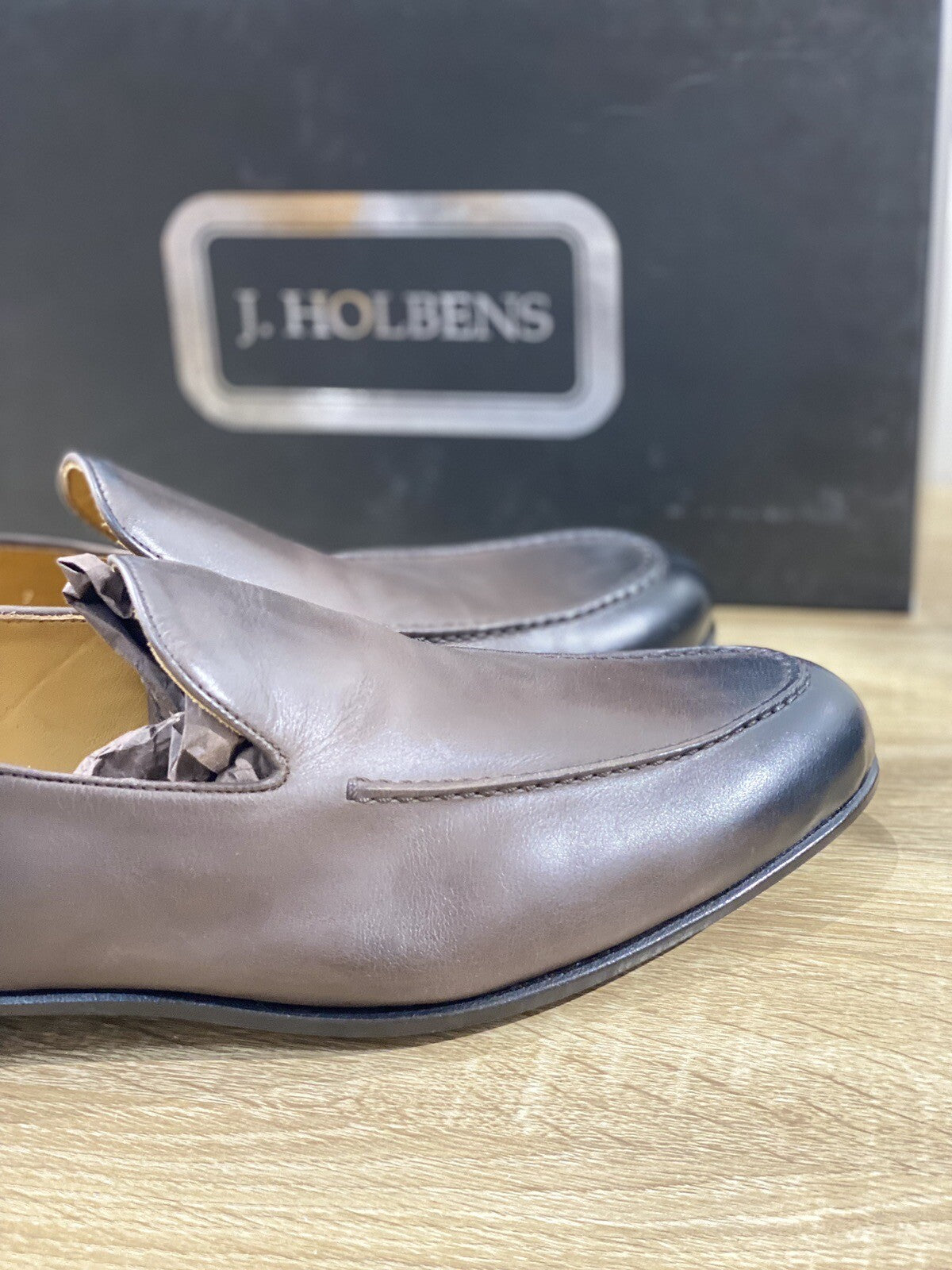 J.Holbens Mocassino Uomo Pelle Ebano Casual Men Shoes Made In Italy 43