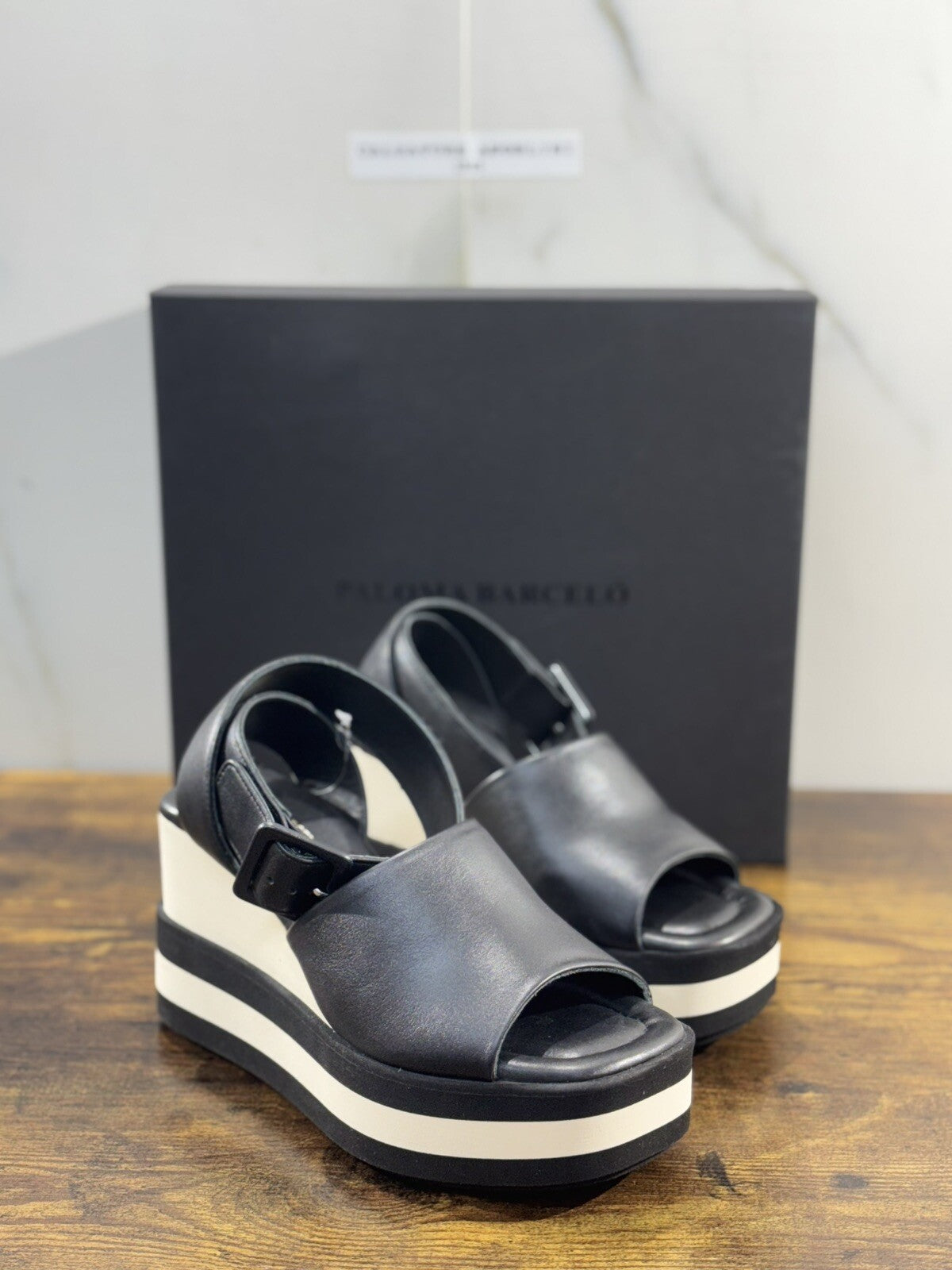Paloma BARCELO’ Sandalo Donna Kelaya Pelle Nero Zeppa Ultra Light 36