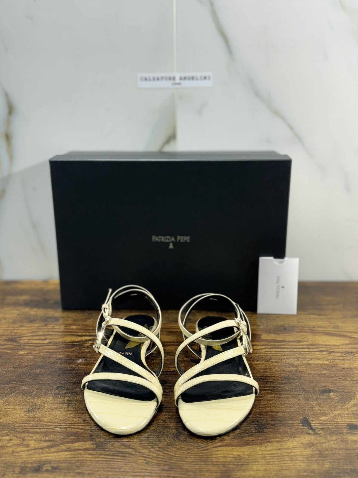 Patrizia Pepe Sandalo Donna Pelle Sand Croco Casual Woman Sandal 37
