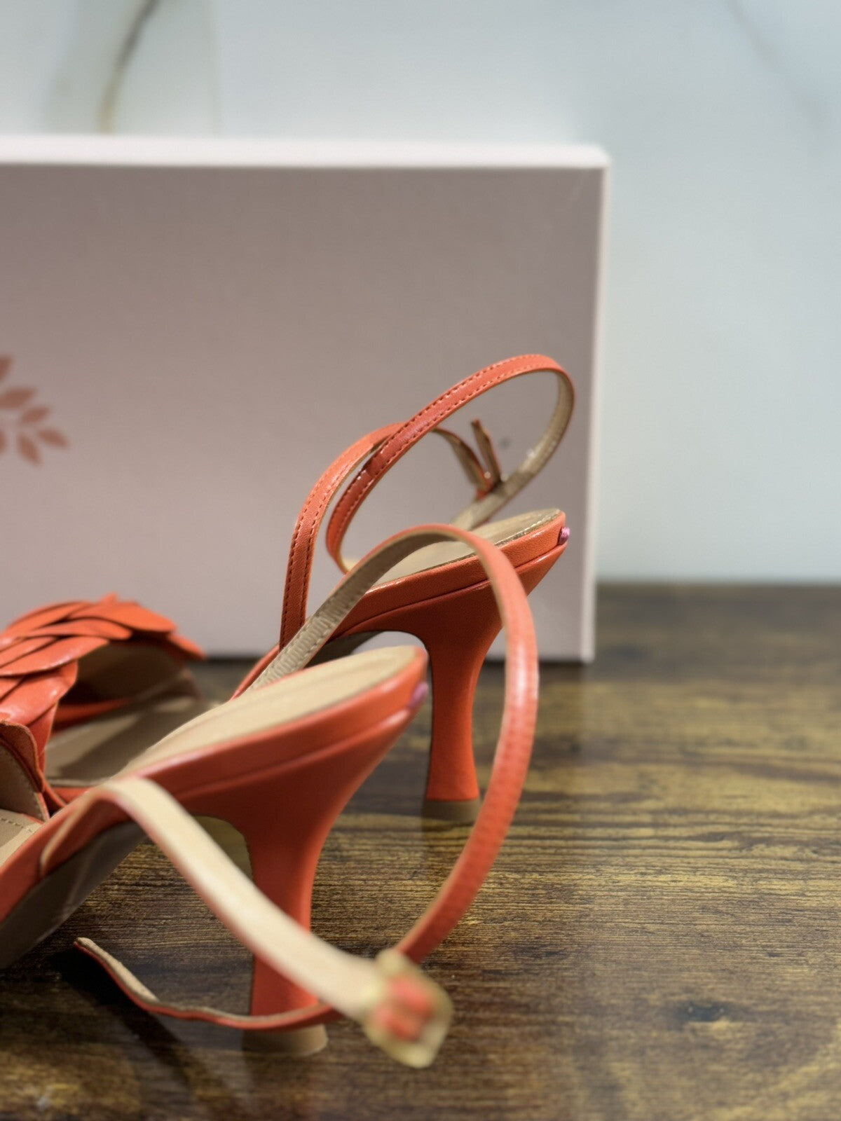 Relac Sandalo Donna Fiore Pelle Arancio Handmade Shoes Relac 37