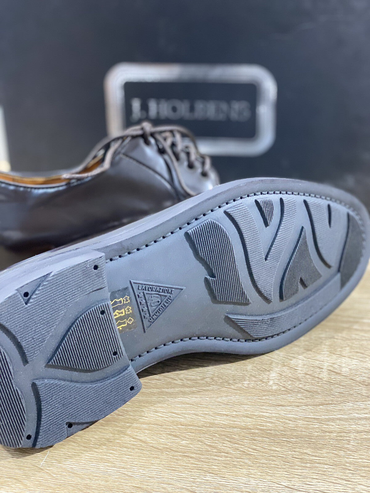 J.Holbens Derby Uomo Pelle Marrone Casual Men Shoes Made In Italy Luxury 40