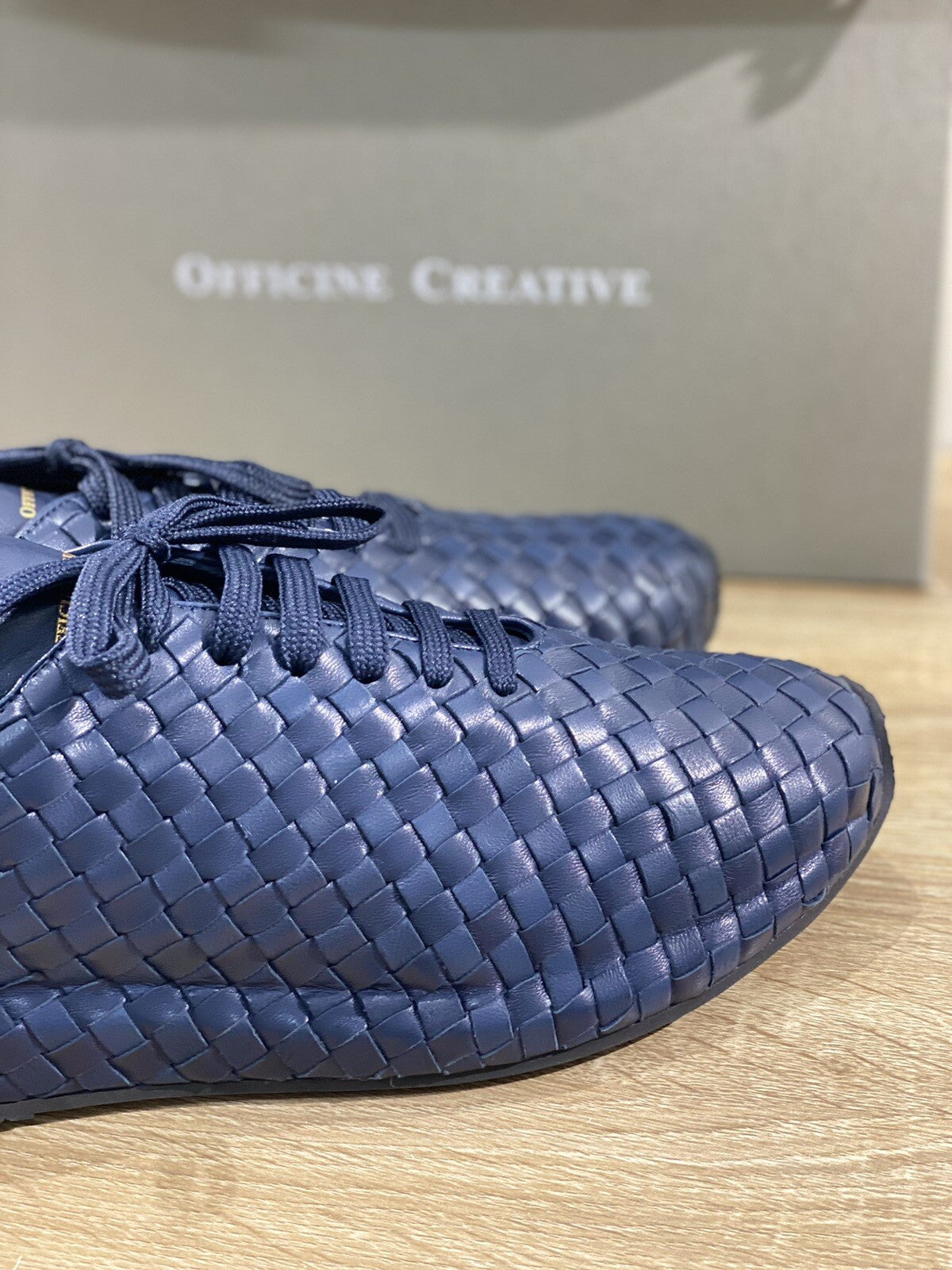 Officine Creative sneaker uomo Race pelle Blu Full Intreccio luxury men 40