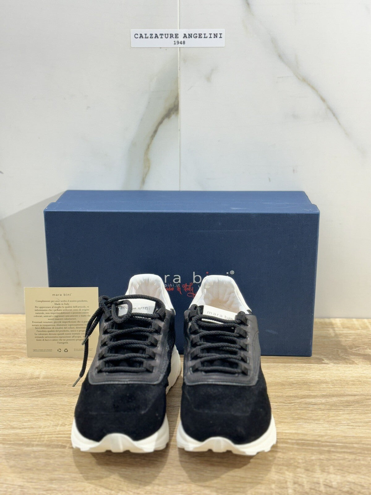 Mara Bini Sneaker Donna Pelle Nera Extra Light Handmade 36