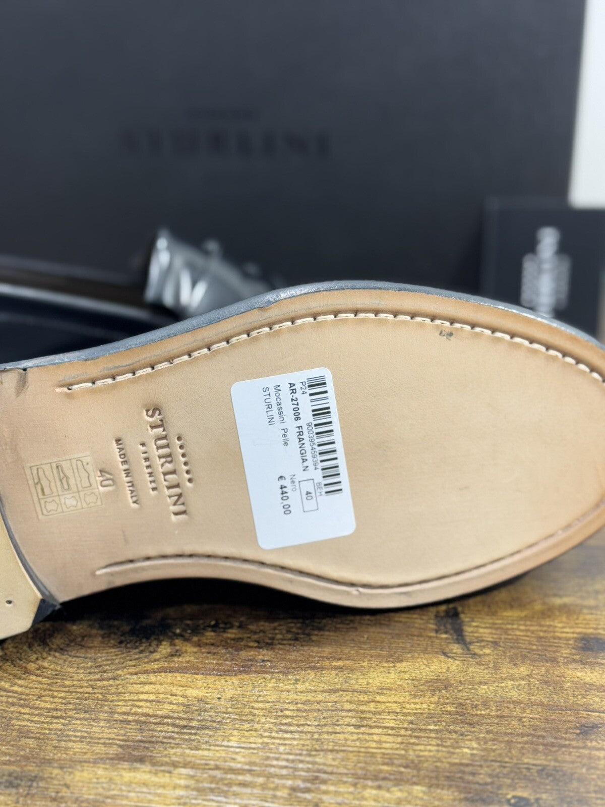 Sturlini Firenze Mocassino Uomo Pelle Nero Luxury Craftmanship Men Handmade 40