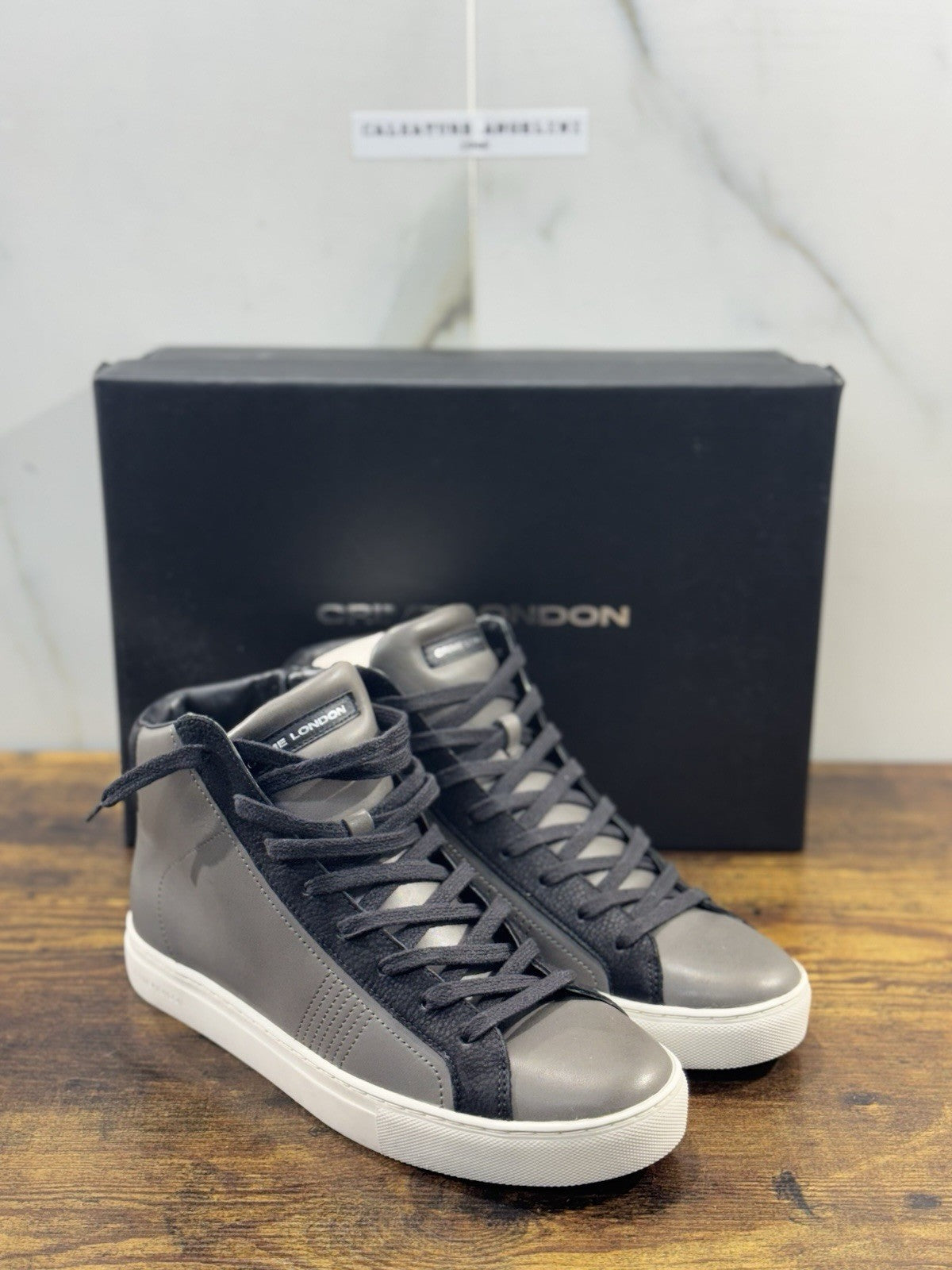 Crime London Sneaker Uomo High Essential Pelle Grigio Casual Men Shoes 41